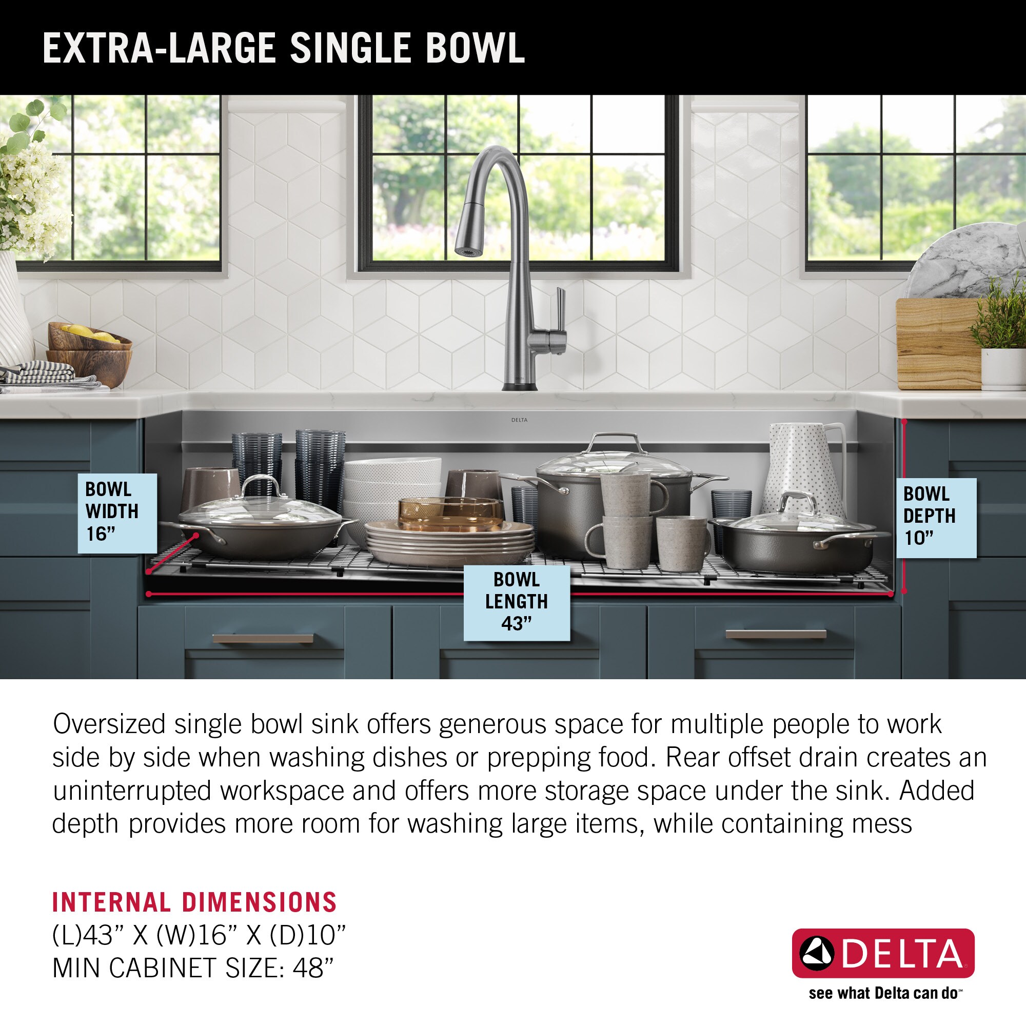 Delta Rivet 45" Stainless Steel Undermount Workstation Kitchen Sink