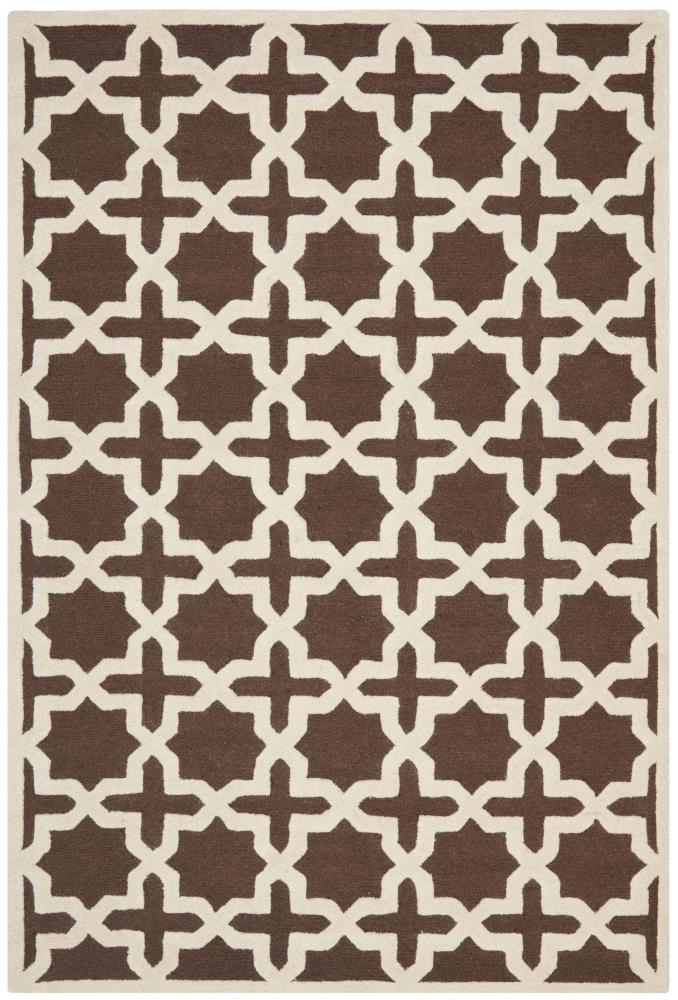 Safavieh CAM125H-6 Cambridge Marakesh 6 x 9 (ft) Tufted Wool Dark Brown/Ivory Rectangular Indoor Abstract Area rug