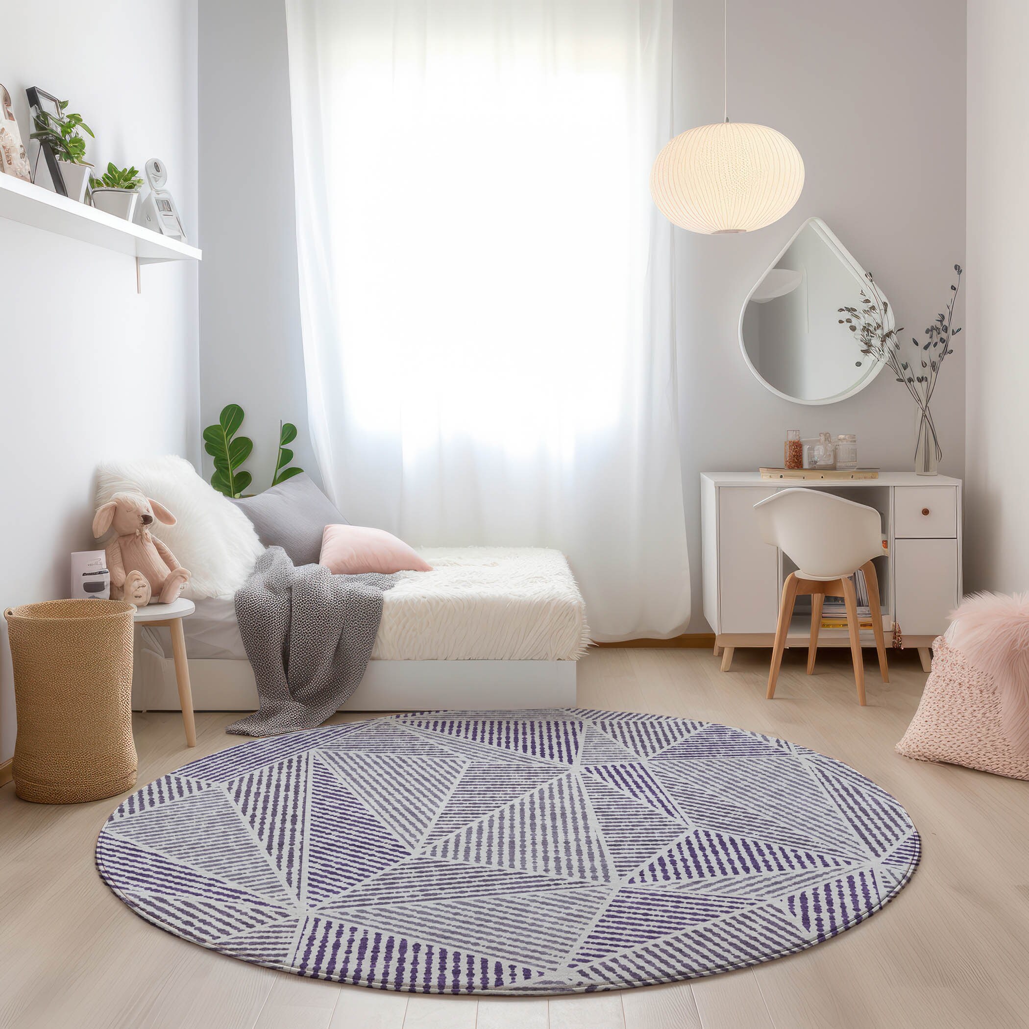 Addison Rugs ACN618PP8RO Chantille ACN618PP 8 x 8 (ft) Polyester Purple Round Indoor/Outdoor Geometric Machine washable Area rug