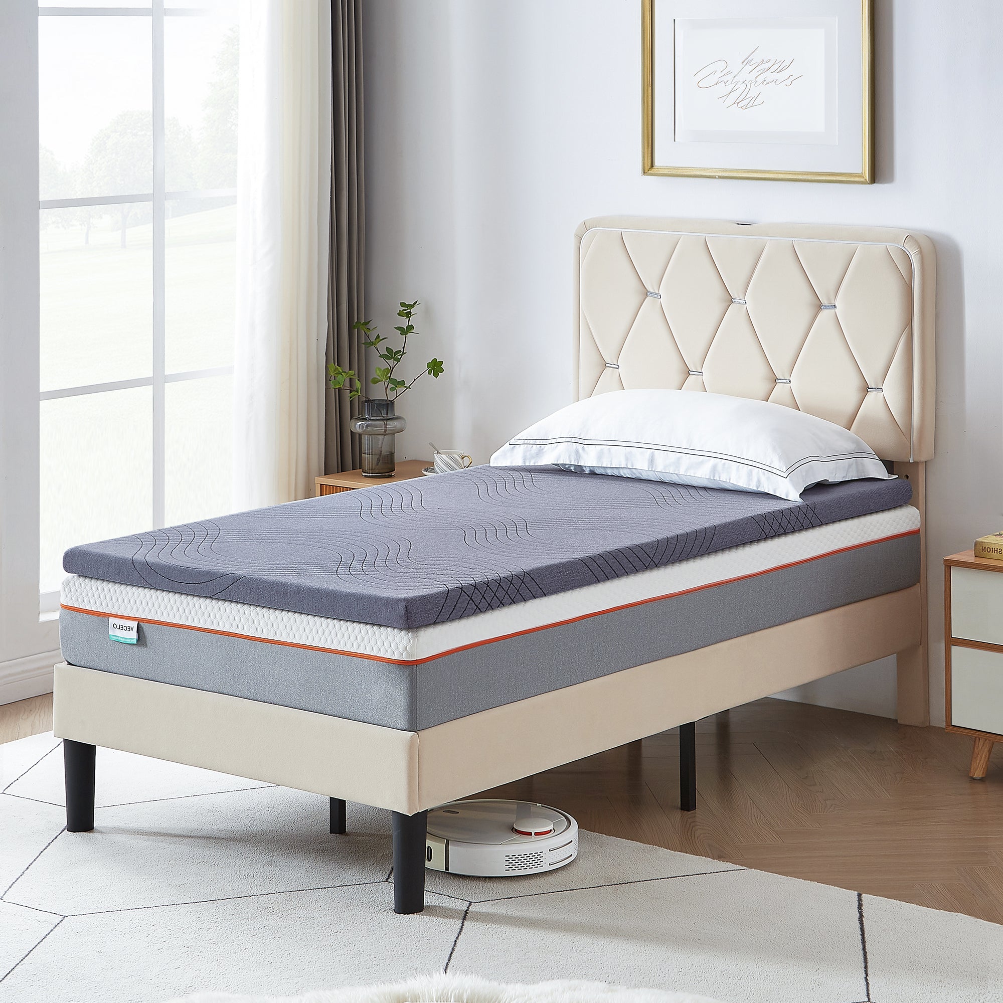 Vecelo LOE-MT08-TXL01-WHT Mattresses-Boxsprings - View #2