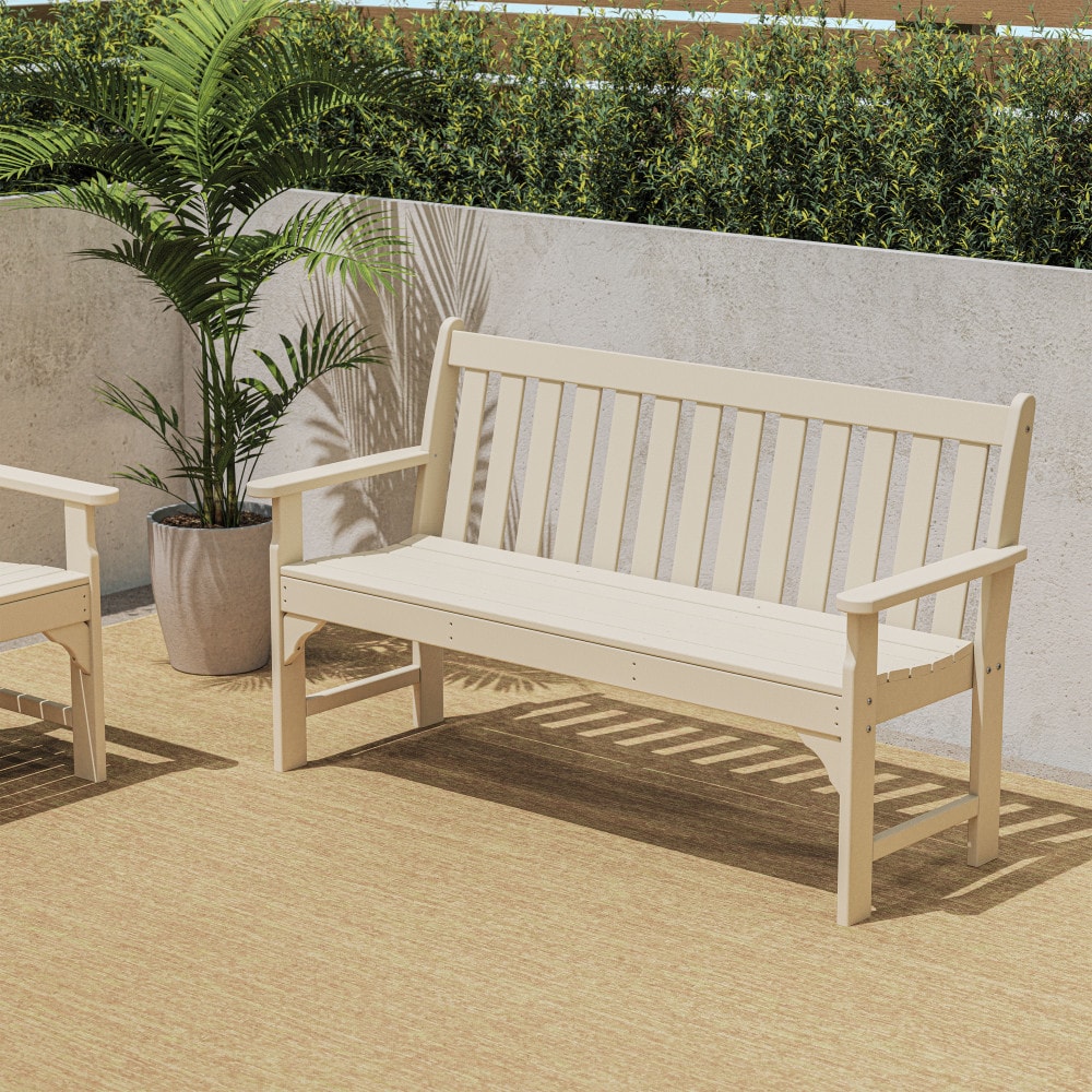 POLYWOOD GNB60SA Vineyard 60.5-in W x 35.25-in H Sand Plastic Garden Bench