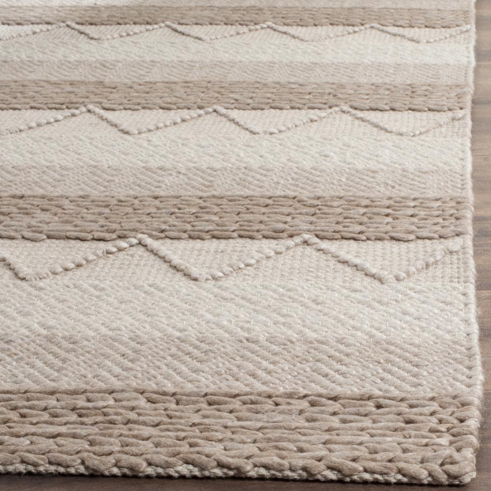 Ivory and Gray Hand-Tufted Wool Geometric Area Rug