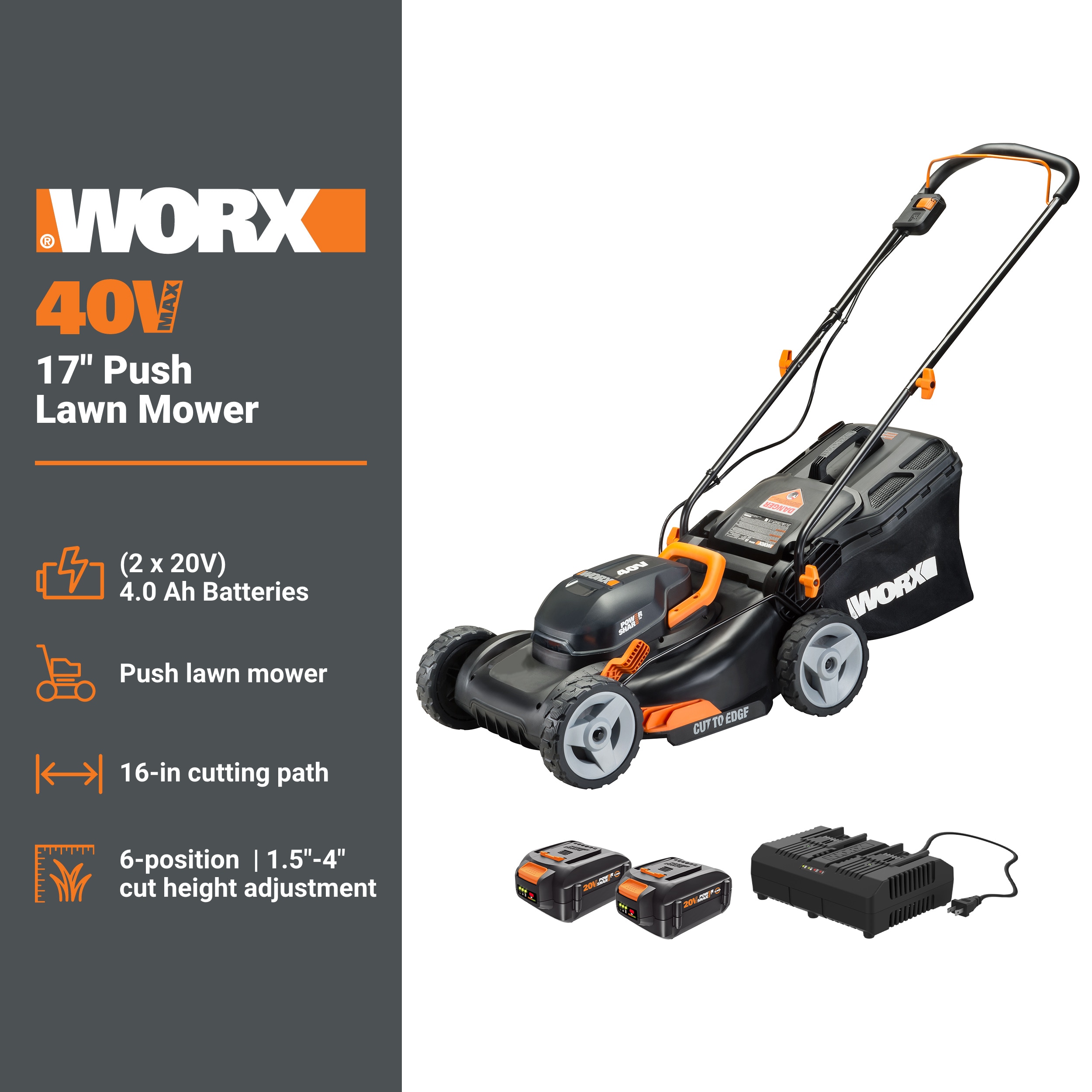 WORX WG743 Cordless-Elec-Push-Mowers - View #3