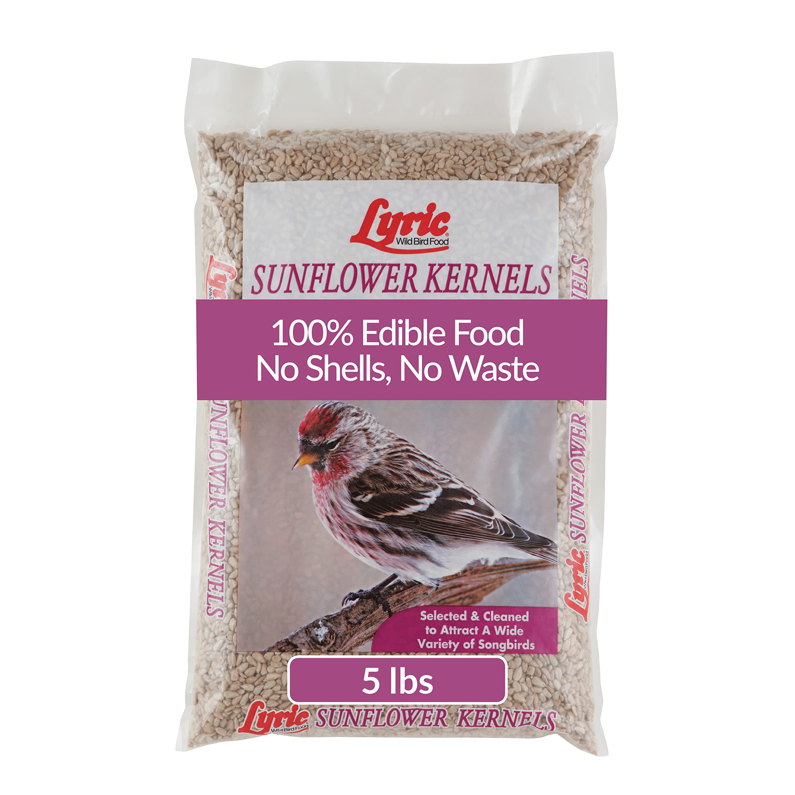 Lyric  Sunflower Kernels Wild Bird Seed - No Waste Bird Food for Finches and More (5 lb Bag)