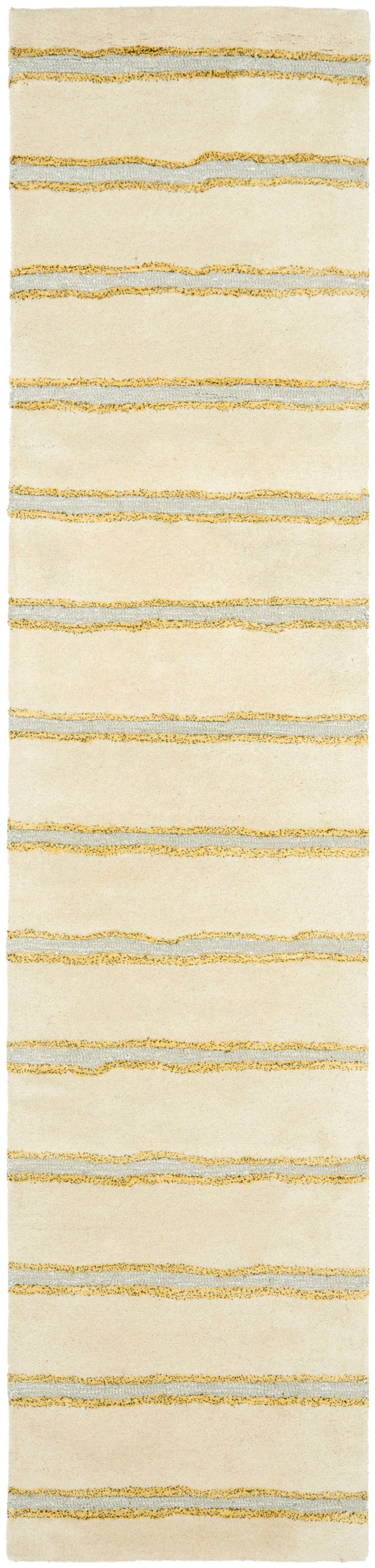 Martha Stewart MSR3617A-210 Chalk Stripe 2 x 10 (ft) Tufted Synthetic Wheat Beige Rectangular Indoor Stripe Farmhouse/Cottage Runner rug