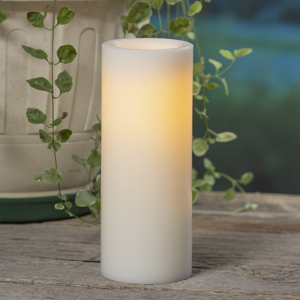 Sterno Home 1-Wick Unscented White Flameless Pillar Candle (All Weather ...