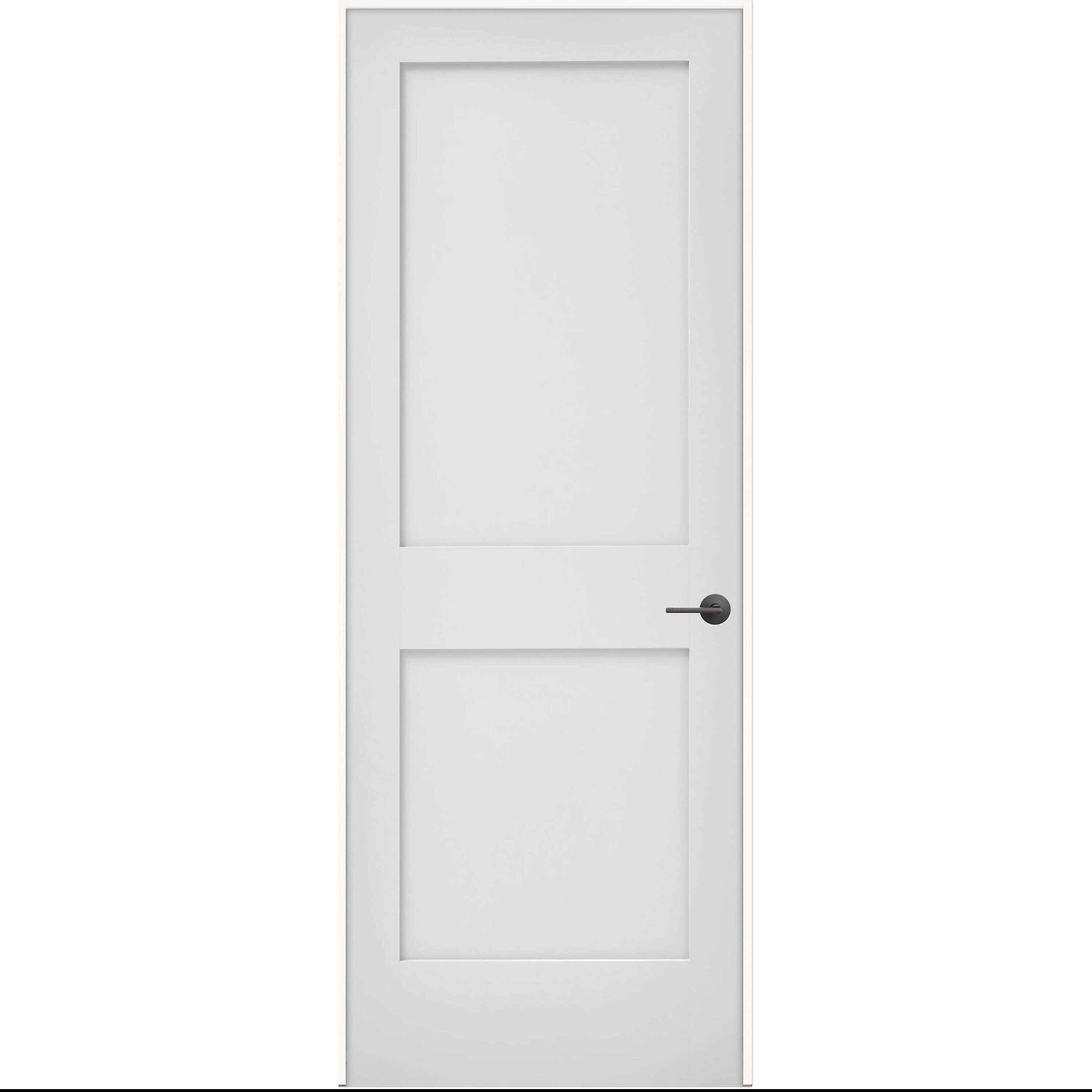 JELD-WEN LOWOLJW249800030 32-in x 80-in Primed Solid core 2-panel square Left hand Smooth Primed MDF Flat Jamb Single Prehung Interior Door
