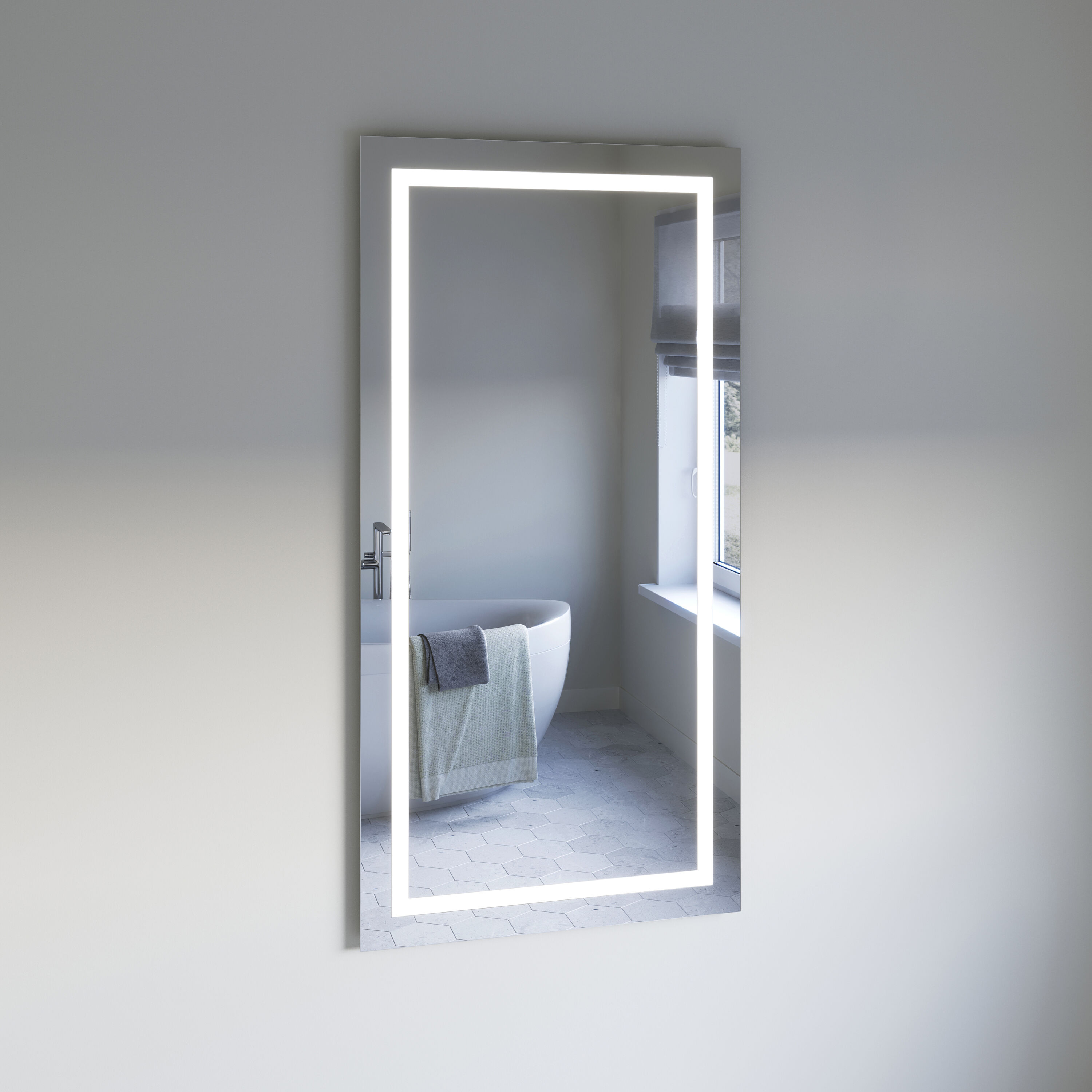Fresca FMR026030 Santo 30-Inches x 59-Inches Framed Frameless Rectangle Dimmable LED Lighted Fog Free Bathroom Vanity Mirror ( Silver )