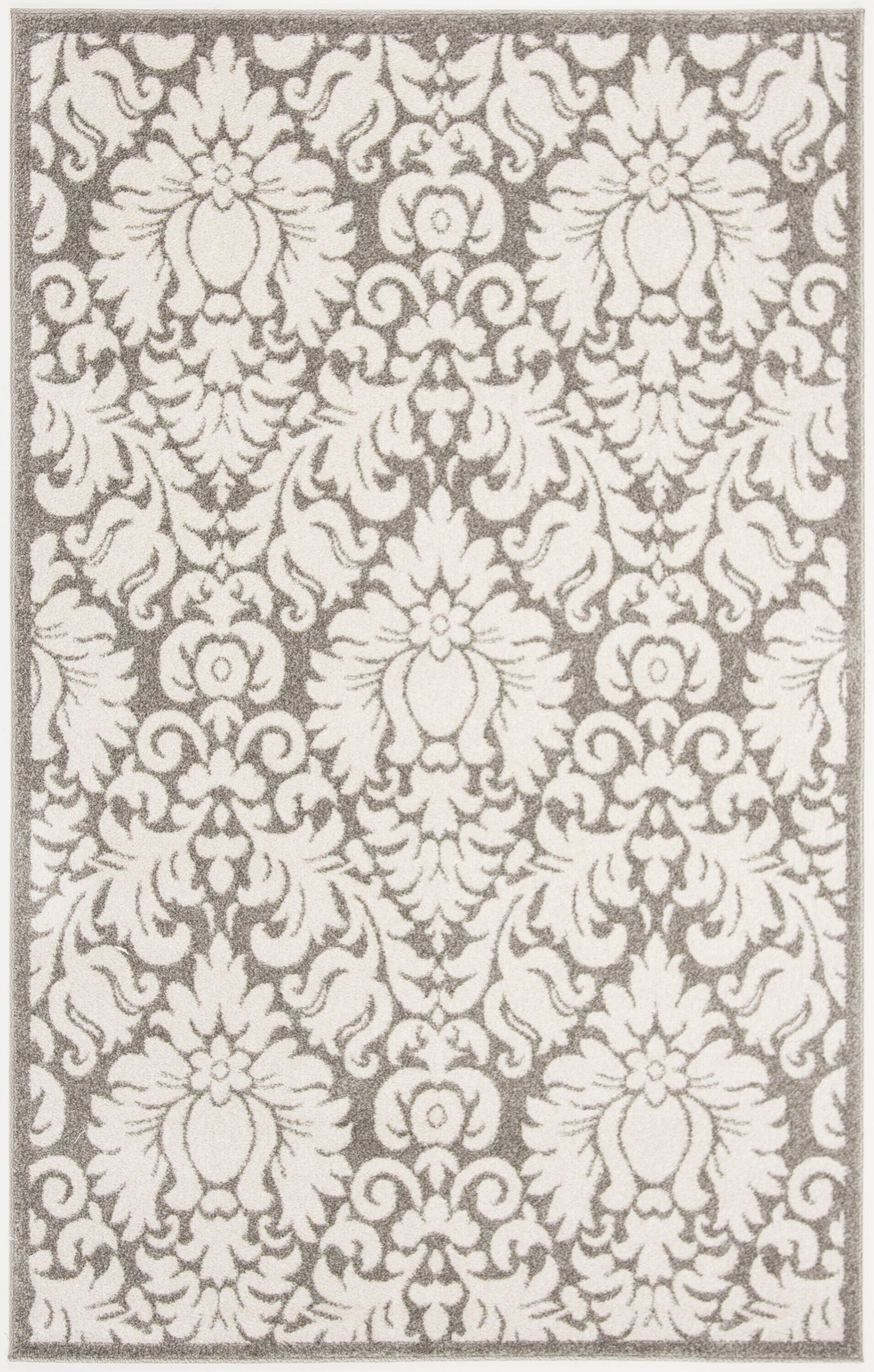 Safavieh AMT427R-5 Amherst Mirabel 5 x 8 (ft) Loomed Synthetic Dark Gray/Beige Rectangular Indoor Floral/Botanical Farmhouse/Cottage Area rug