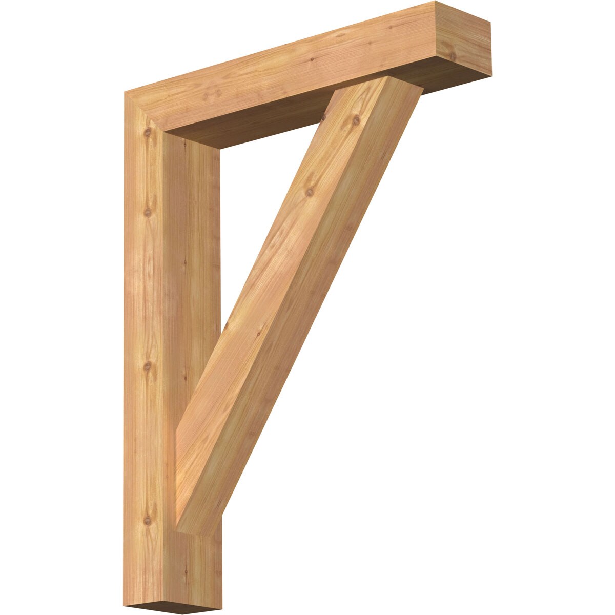 Ekena Millwork 1464851 Traditional Block Smooth Bracket with Offset Brace 5-1/2-in x 26-in x 34-in Western red cedar Brown Wood Standard bracket