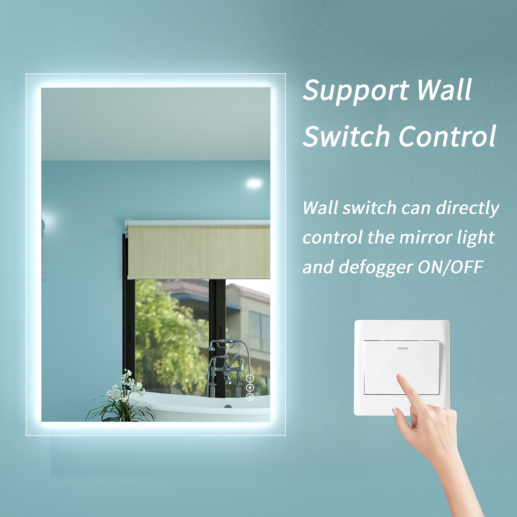 Kinwell Kinwell Led Bathroom Wall Mounted Mirror 28 In W X 36 In H Led Lighted Clear Rectangular