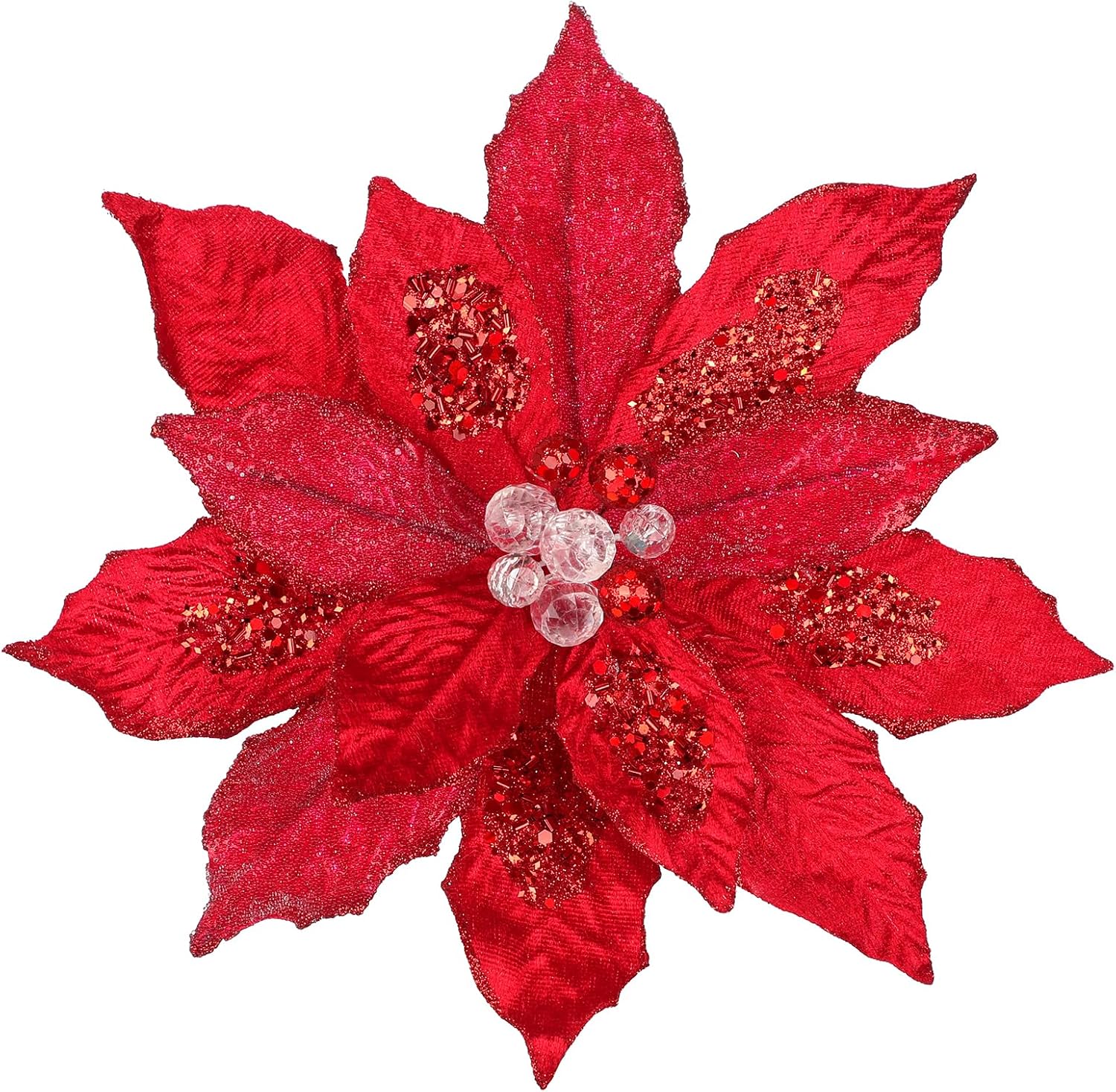 ZHANYIGY - 4 Pcs Poinsettia Artificial Christmas Flowers - 11 8 Christmas Flower Picks Large Red ...