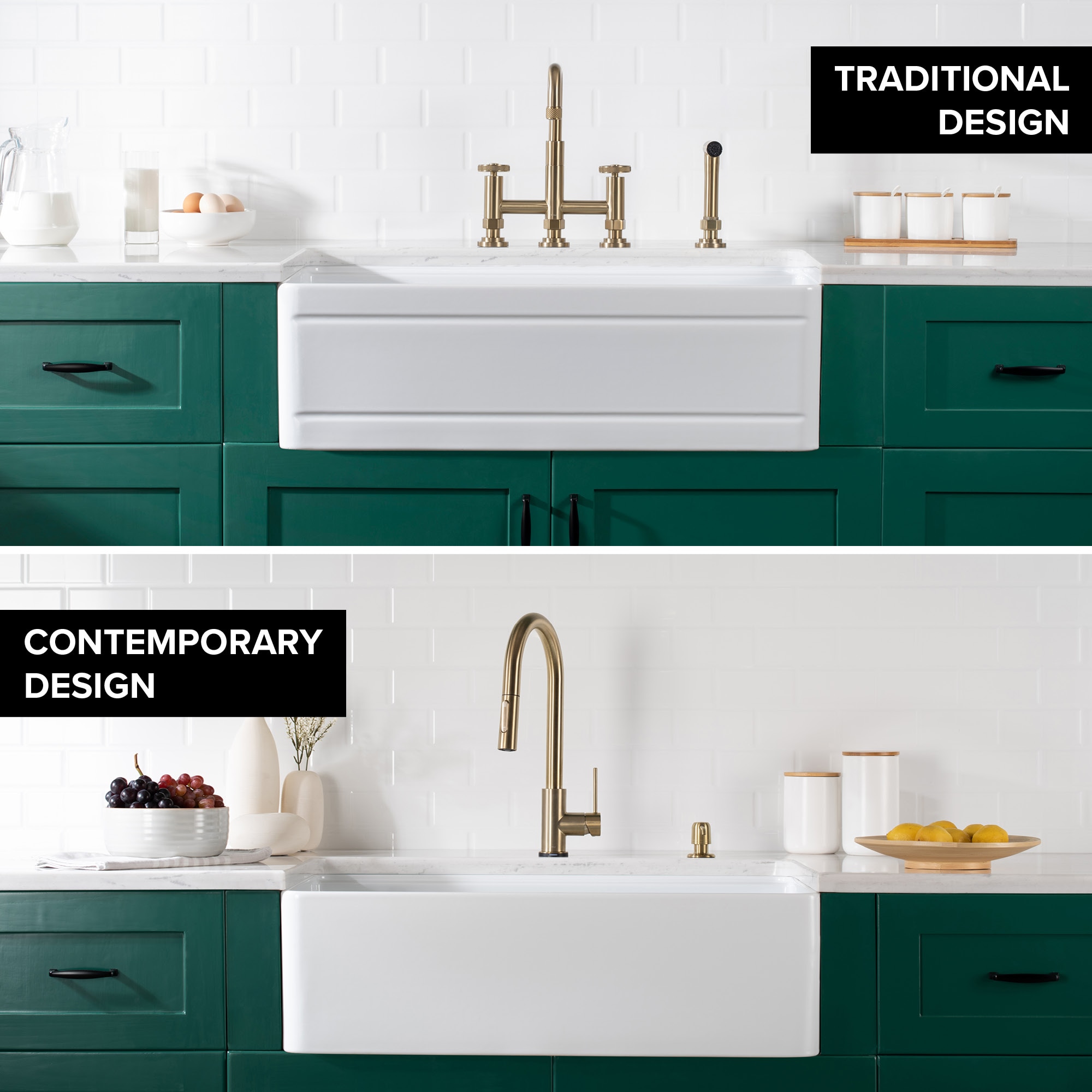 Gloss White Fireclay Farmhouse Single Bowl Kitchen Sink with Accessories