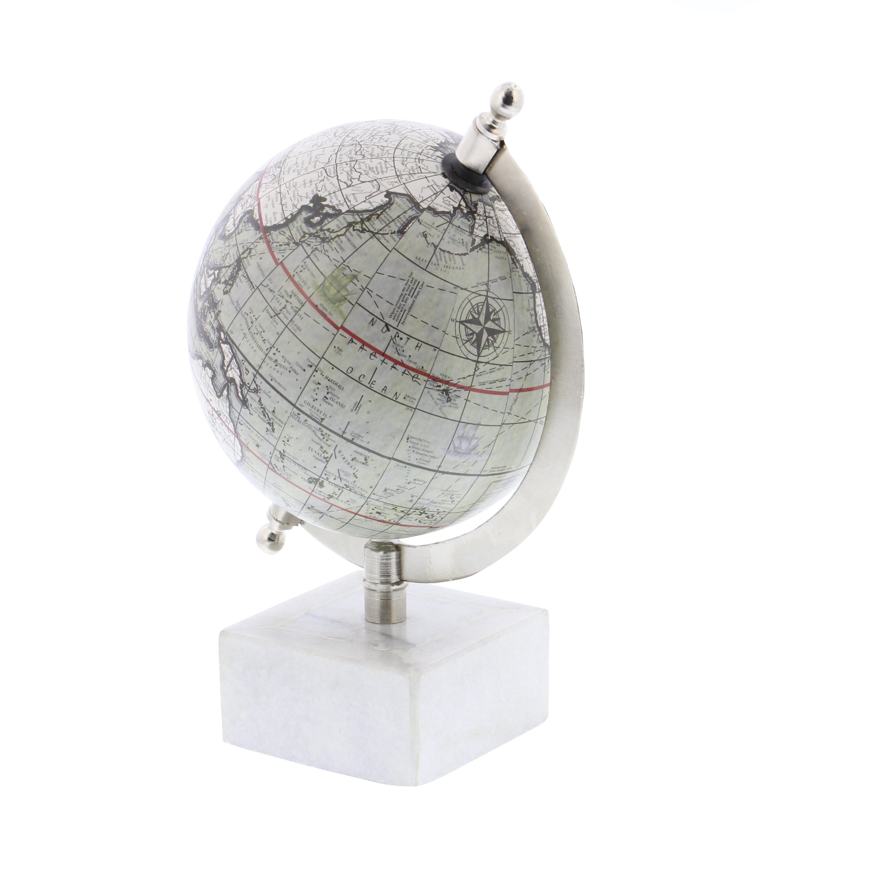 6" White Marble Base Globe Decorative Accent