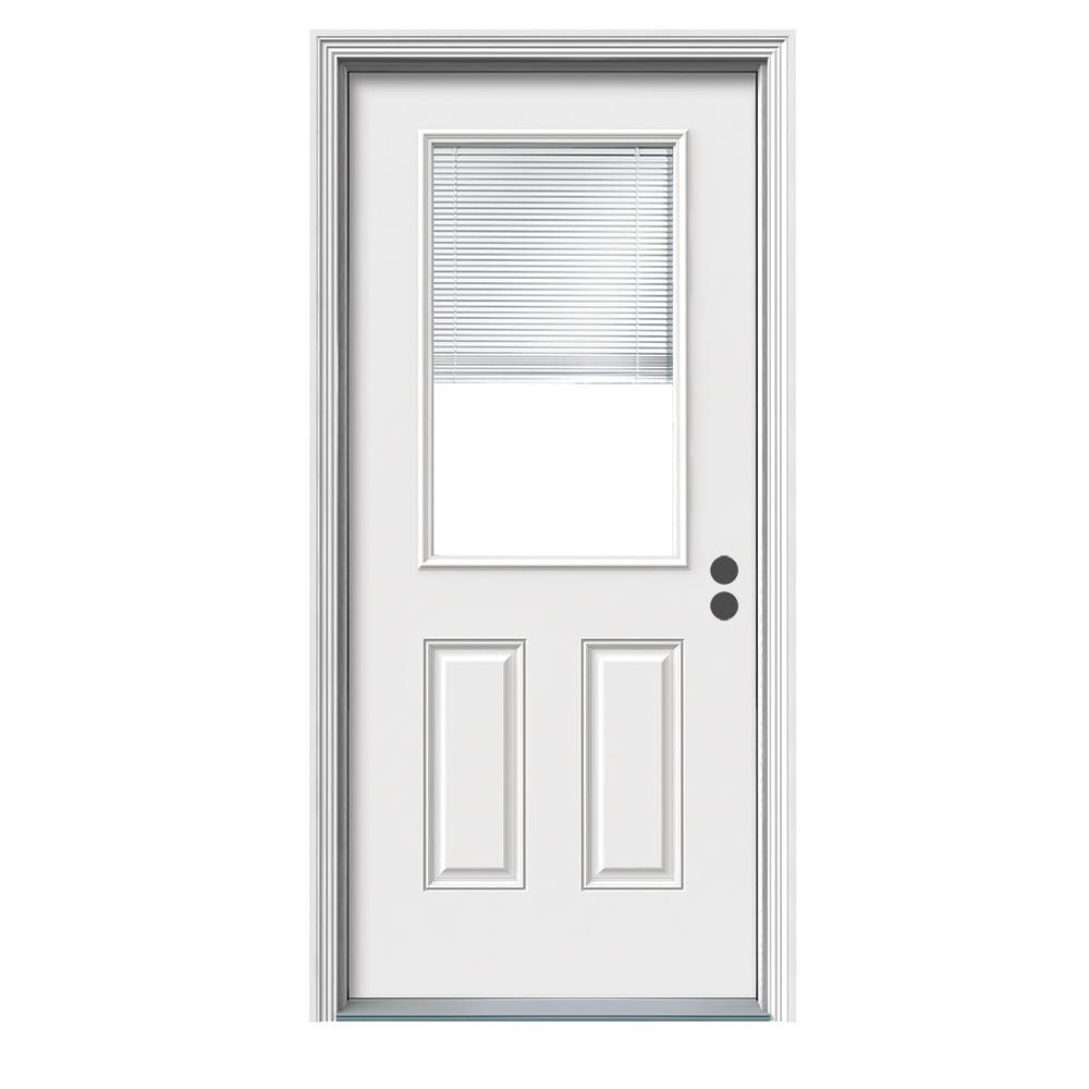 Therma-Tru TTBS629815 Entry Door 36-in x 80-in x 4-9/16-in Fiberglass Half lite Left-hand inswing Unfinished Prehung Front Door with Brickmould Insulating core with Blinds