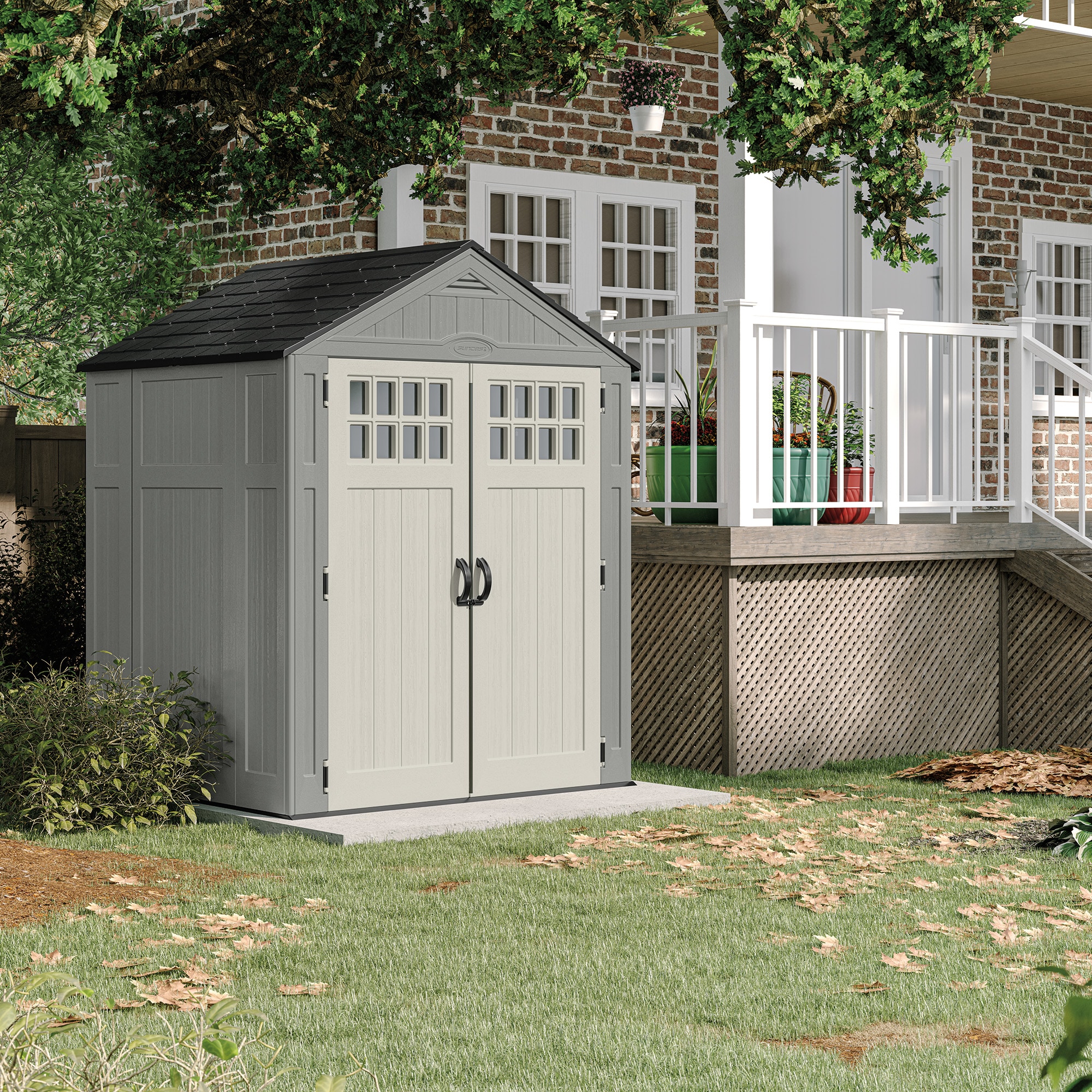 Suncast BMS6512D 6-ft x 5-ft Everett Brown Gable Resin Storage Shed (Floor Included)