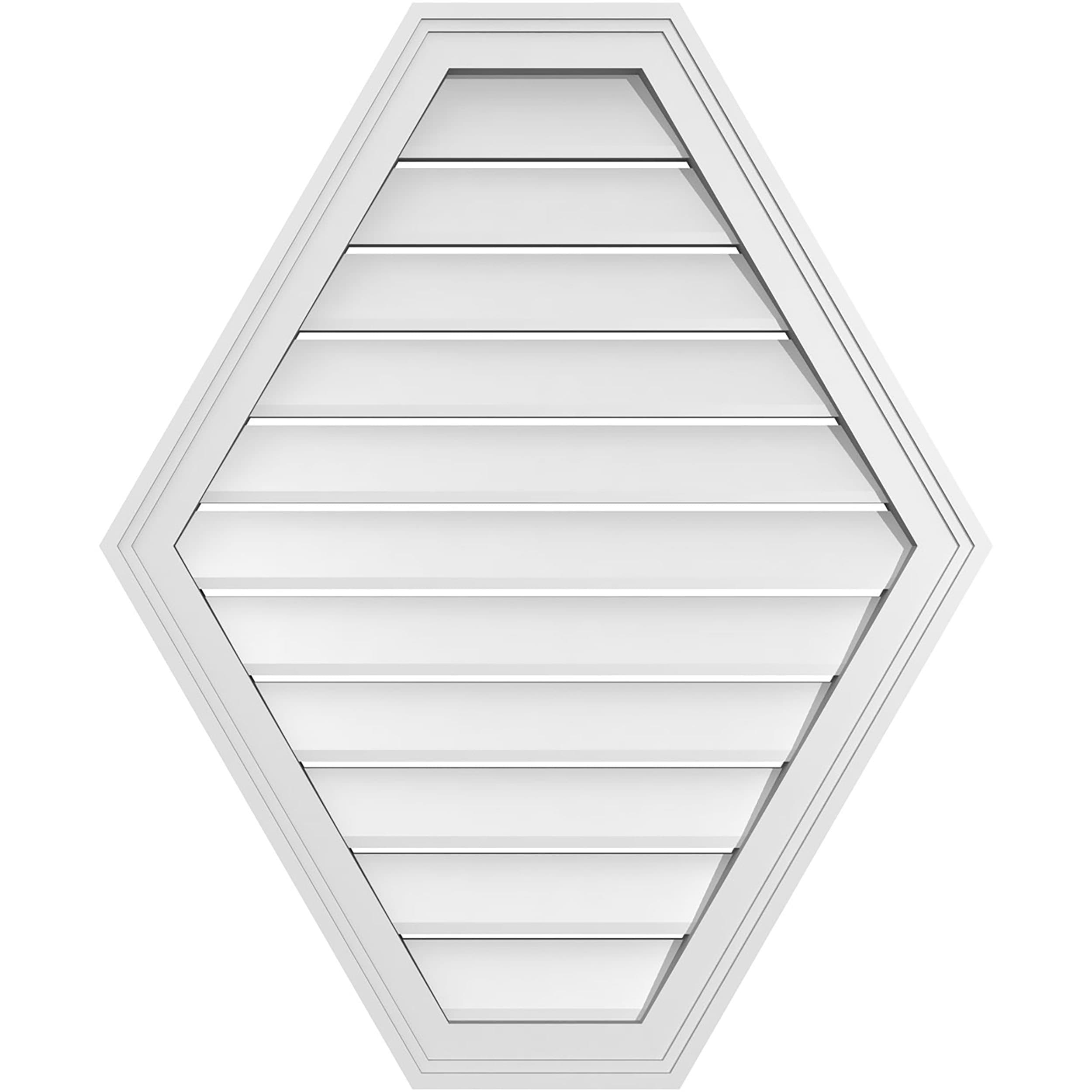 Ekena Millwork GVPHP28X3402SF 28-Inches x 34-Inches Off-white Peaked PVC Gable Louver Vent