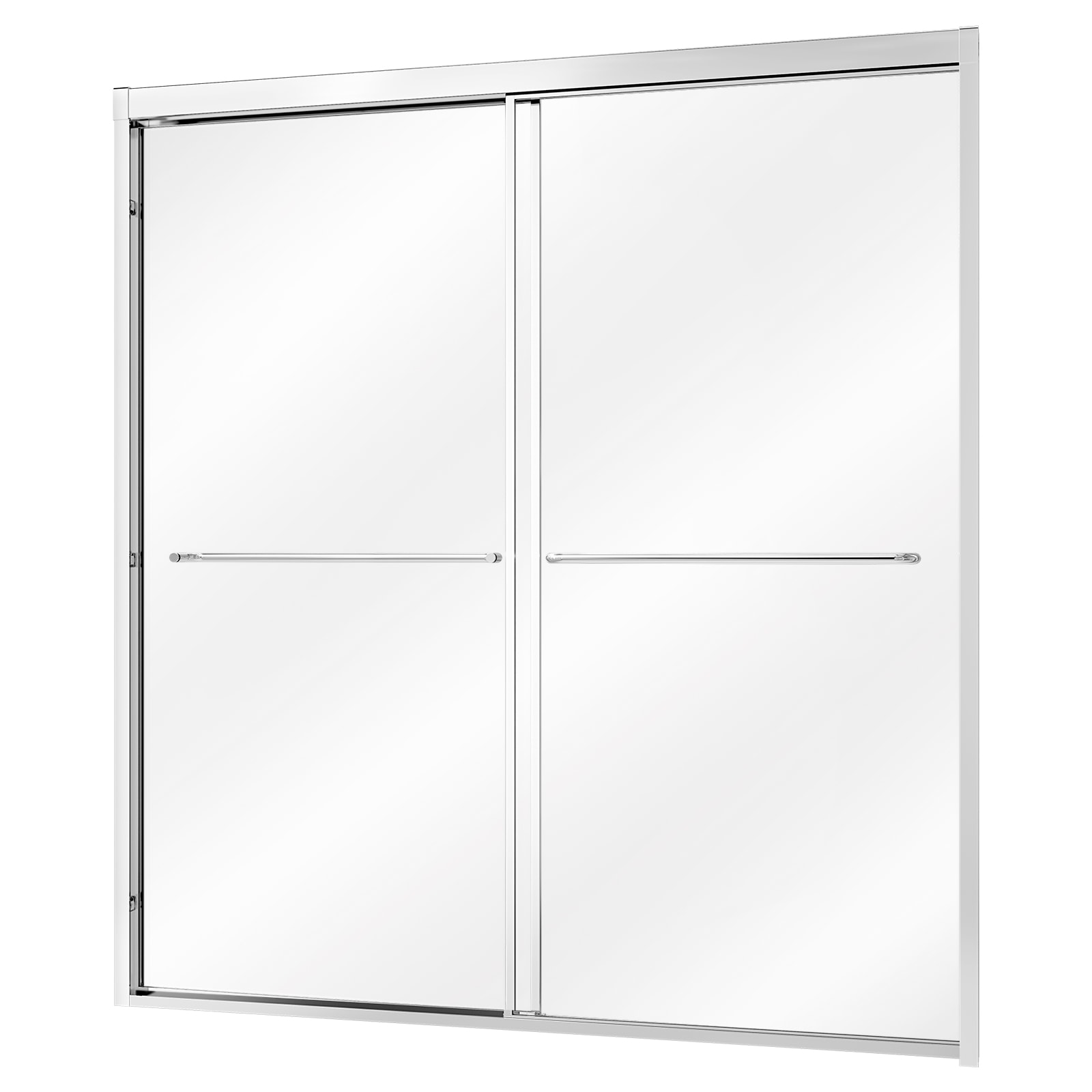 VEVOR Bathtub Shower Door 60in W x 60in H Semi-Frameless Bypass Sliding Doors 1/4in Clear Tempered Glass Aluminum Slim Frame Double Sliding Tub Shower Doors with 2 Stainless Steel Handles Silver