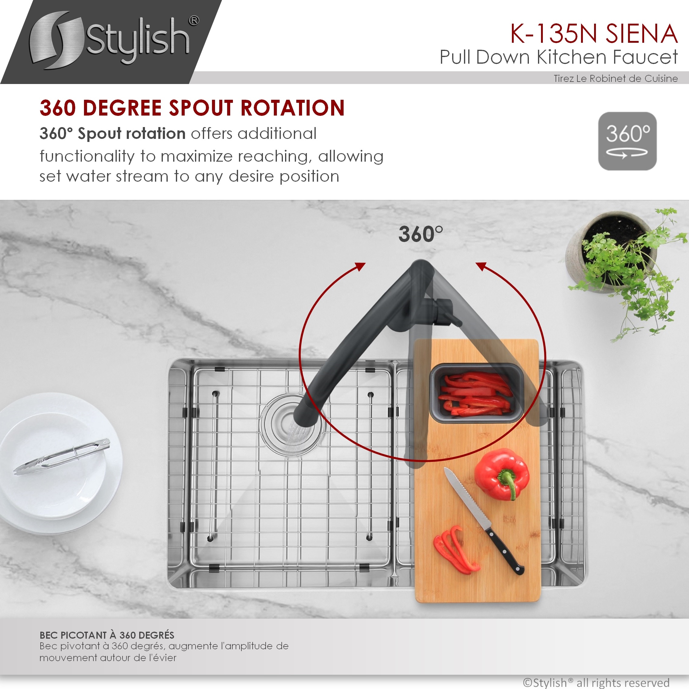 Stylish K-135N Kitchen-Faucets - View #3