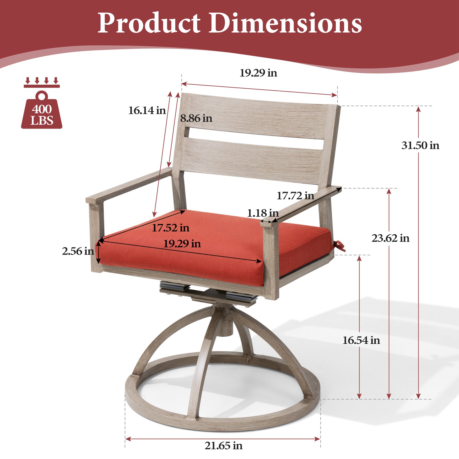 Crestlive Products CL-DC212RED-2 Patio-Chairs - View #3