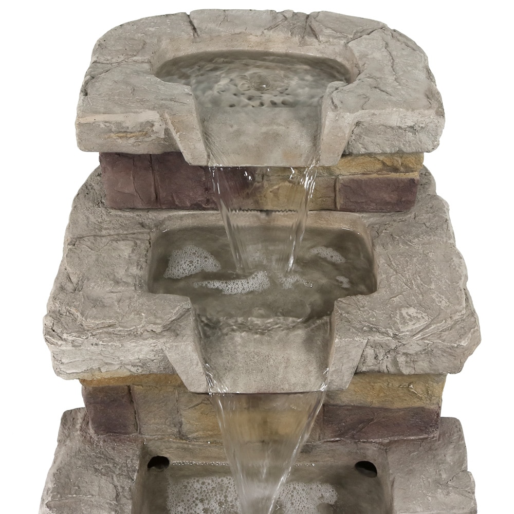 Sunnydaze Decor 21-in H Resin Water Rock Waterfall Outdoor Fountain ...