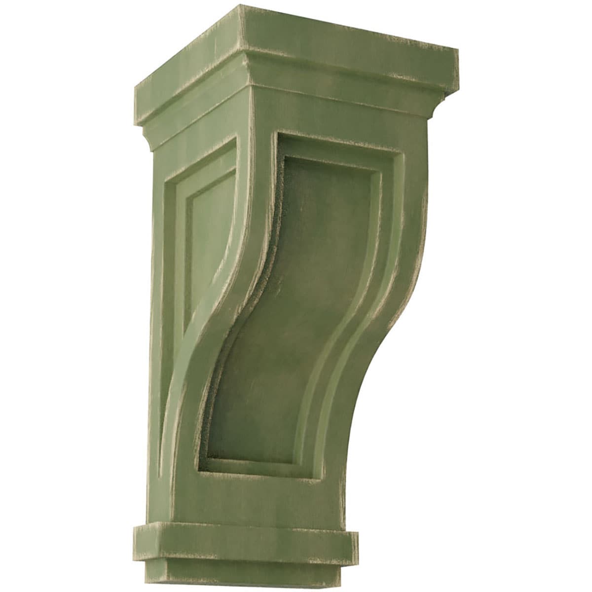 Ekena Millwork CORWD04X05X10TRGR 4.75-in x 5-in x 10-in Vintage Decor Finished Rubberwood Green Wood Paintable/Stainable Corbel