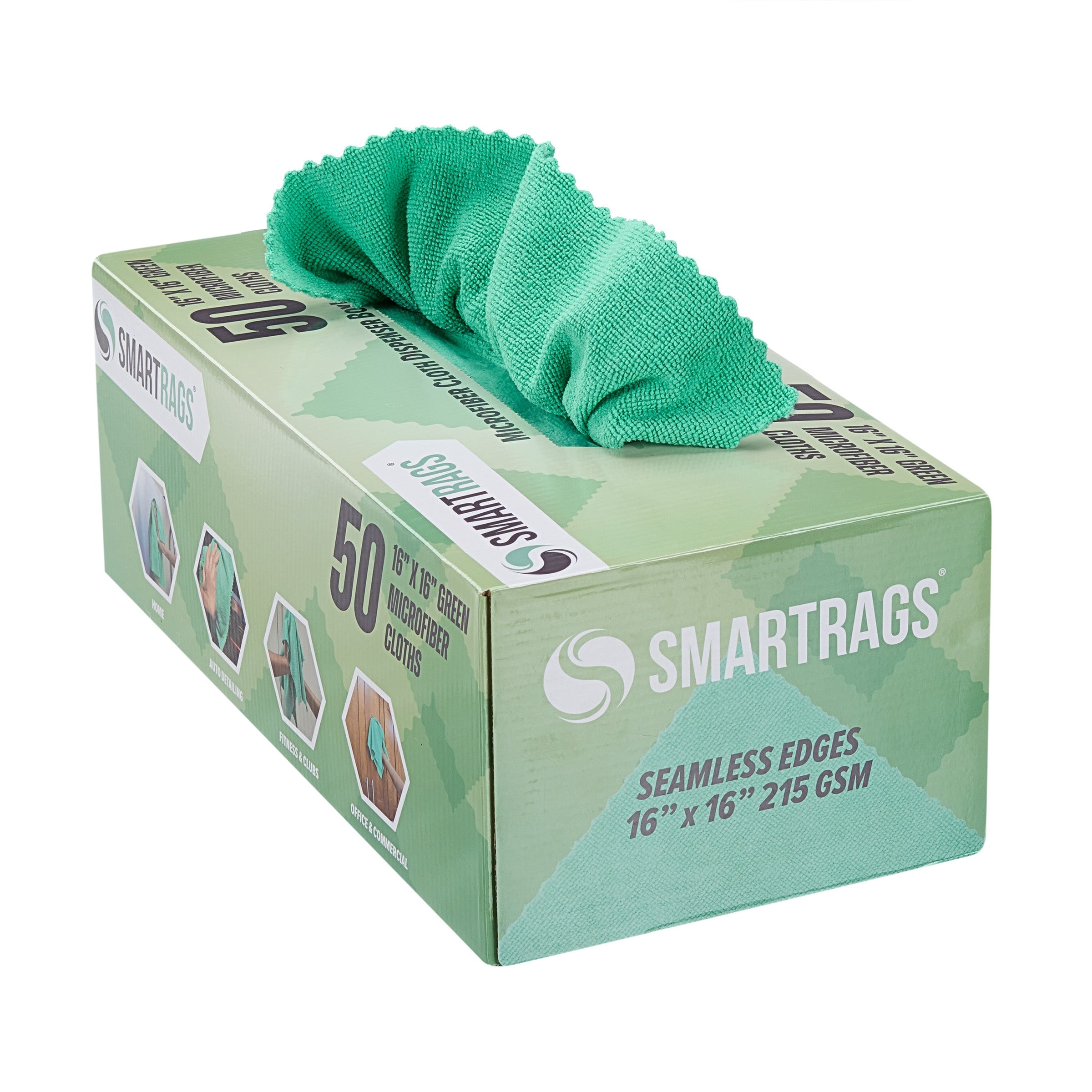 HOSPECO SmartRags XL Microfiber 35 Gram 16x16 Green - Pack of 50