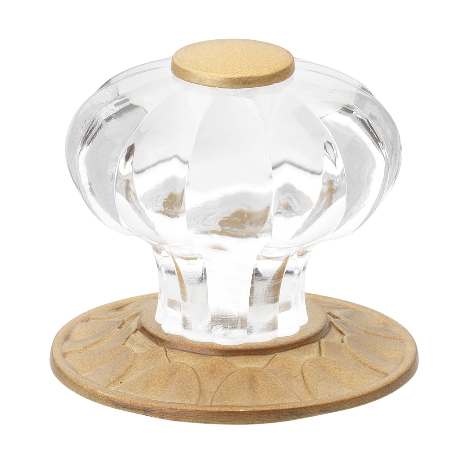 GlideRite Hardware 235140-SG-10 1-1/4 in. Acrylic Melon Cabinet Knob with Satin Gold Backplate - 10 Pack