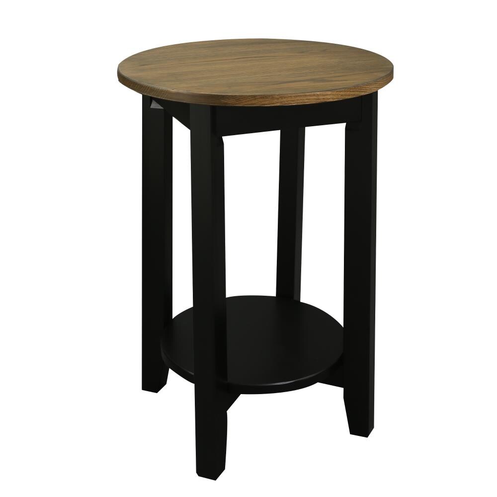 American Trails 645-123 Chamber 16-in W x 16-in H Two-tone (forest Gray,black) Wood Round Modern End Table Assembly Required