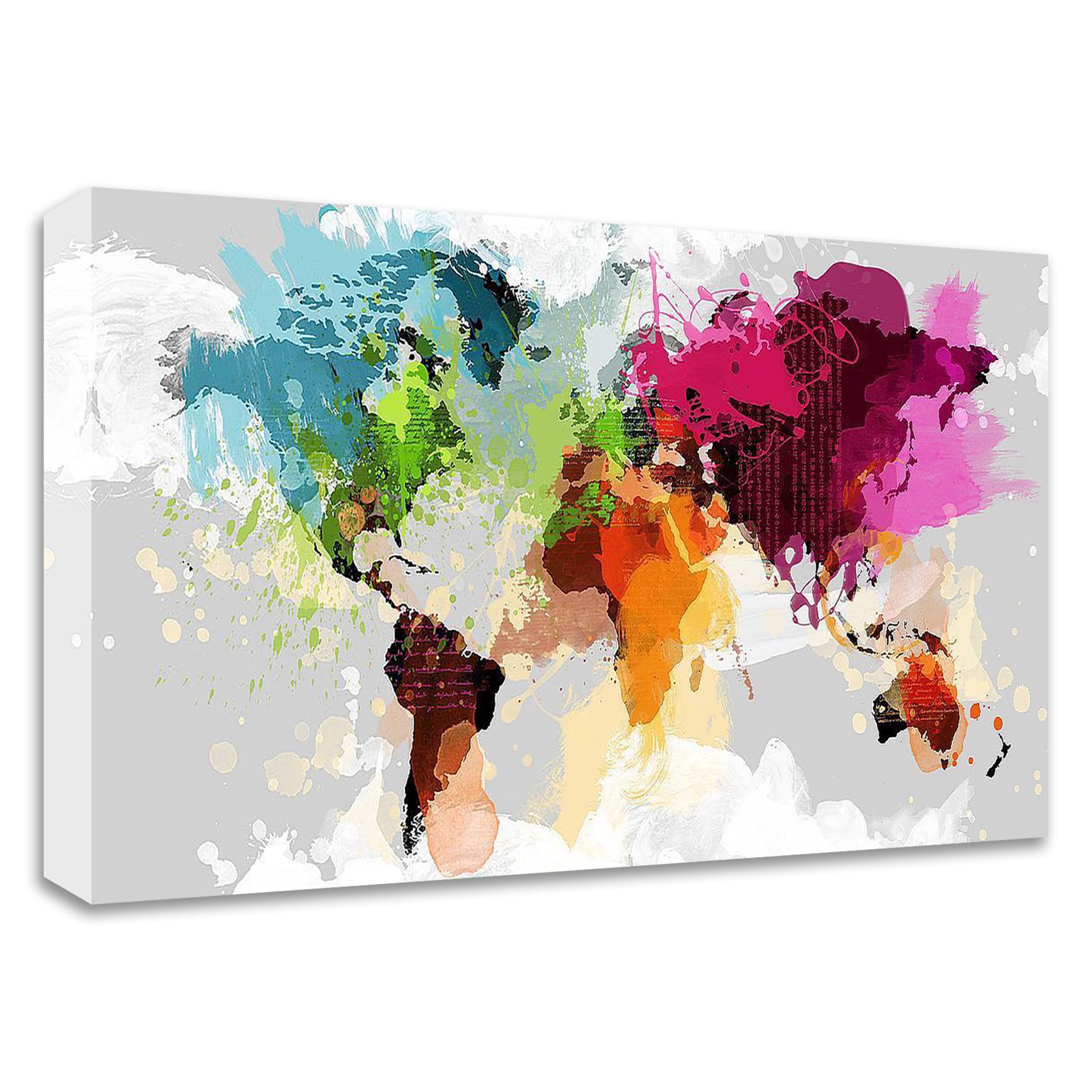 Tangletown Fine Art 8IN31852C-2613 Colourful World Map Graphinc 13-in H x 26-in W Maps Print on Canvas