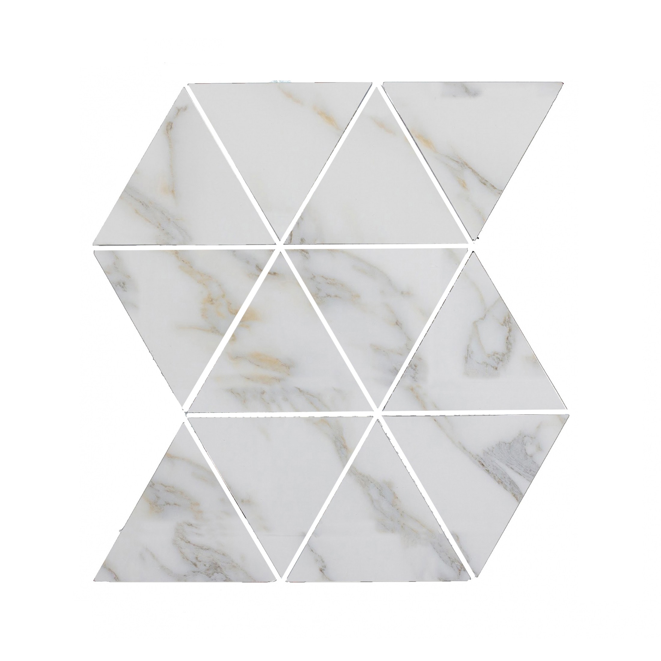Abolos LWSWTJTRI-CG Nature Calacatta White 12-in x 12-in Matte Glass Diamond Marble Look Wall Tile (10-sq. ft/ Carton)