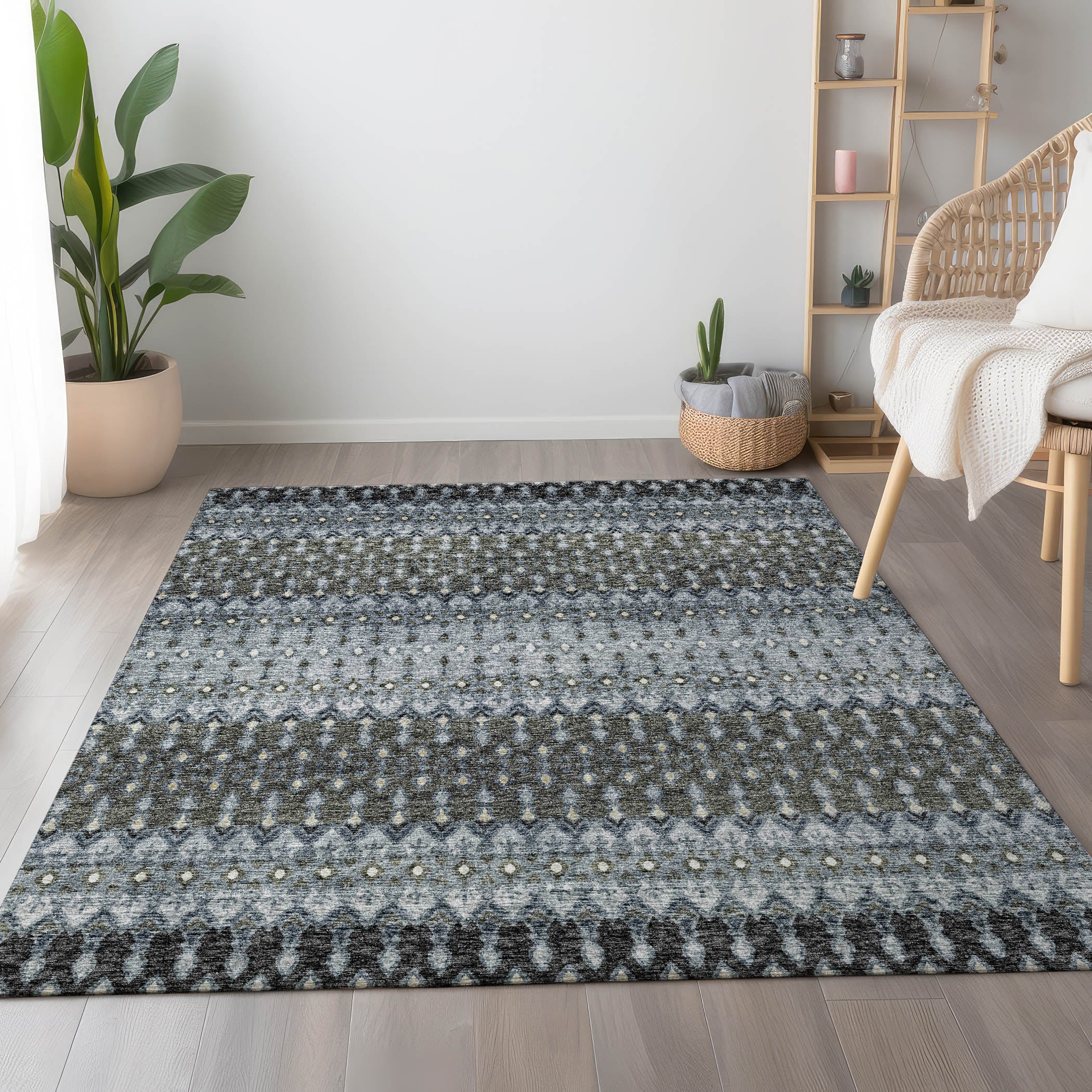 Addison Rugs AMF72MO8X10 Mayfield AMF72MO 8 x 10 (ft) Loomed Polyester Moody Rectangular Indoor Abstract Machine washable Area rug