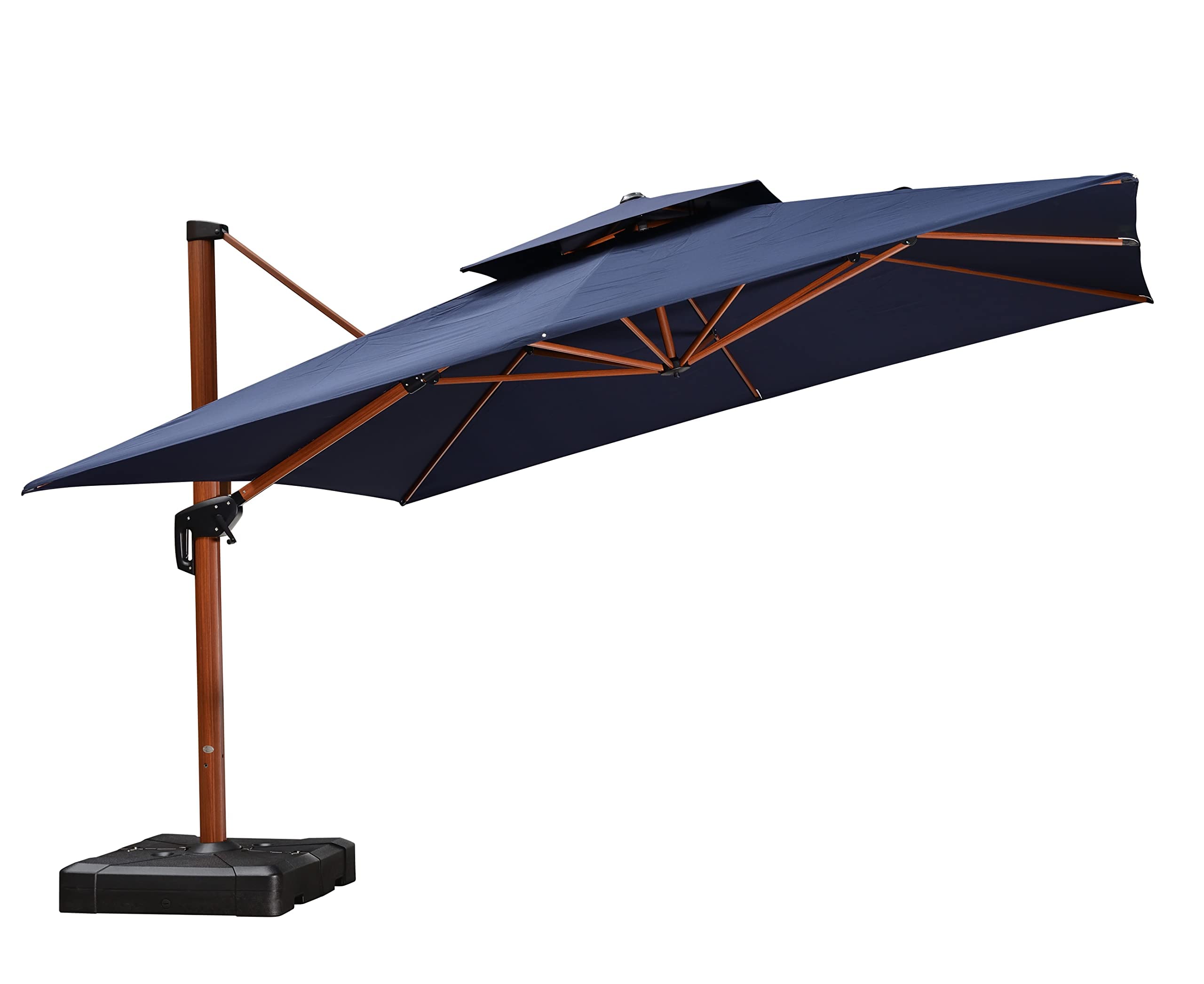 PURPLE LEAF LSGLRSM12-NB 12-ft Aluminum Navy Crank Cantilever Patio Umbrella