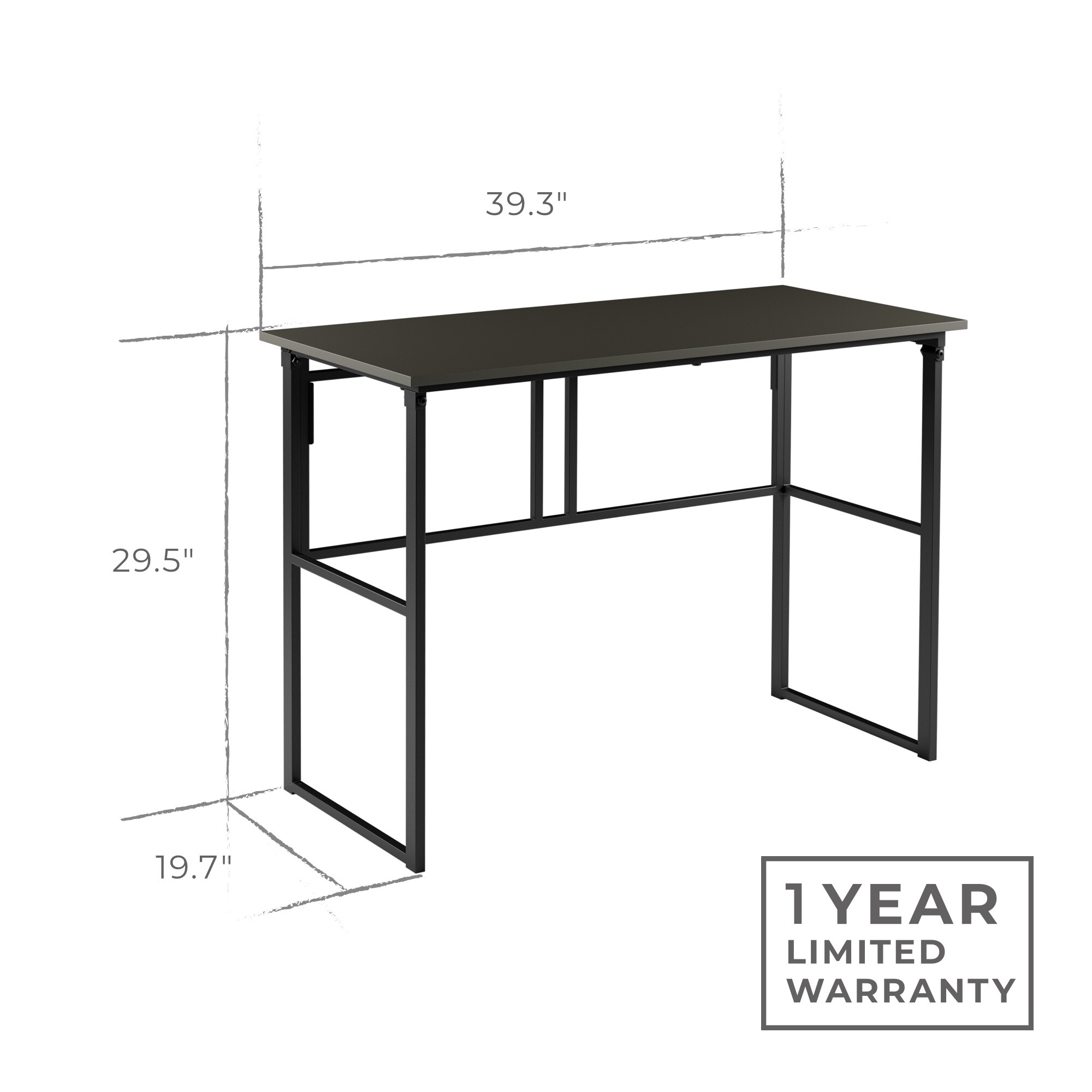 Brookside Delle Industrial 40-in Gray Classic Computer Desk in the Desks  department at