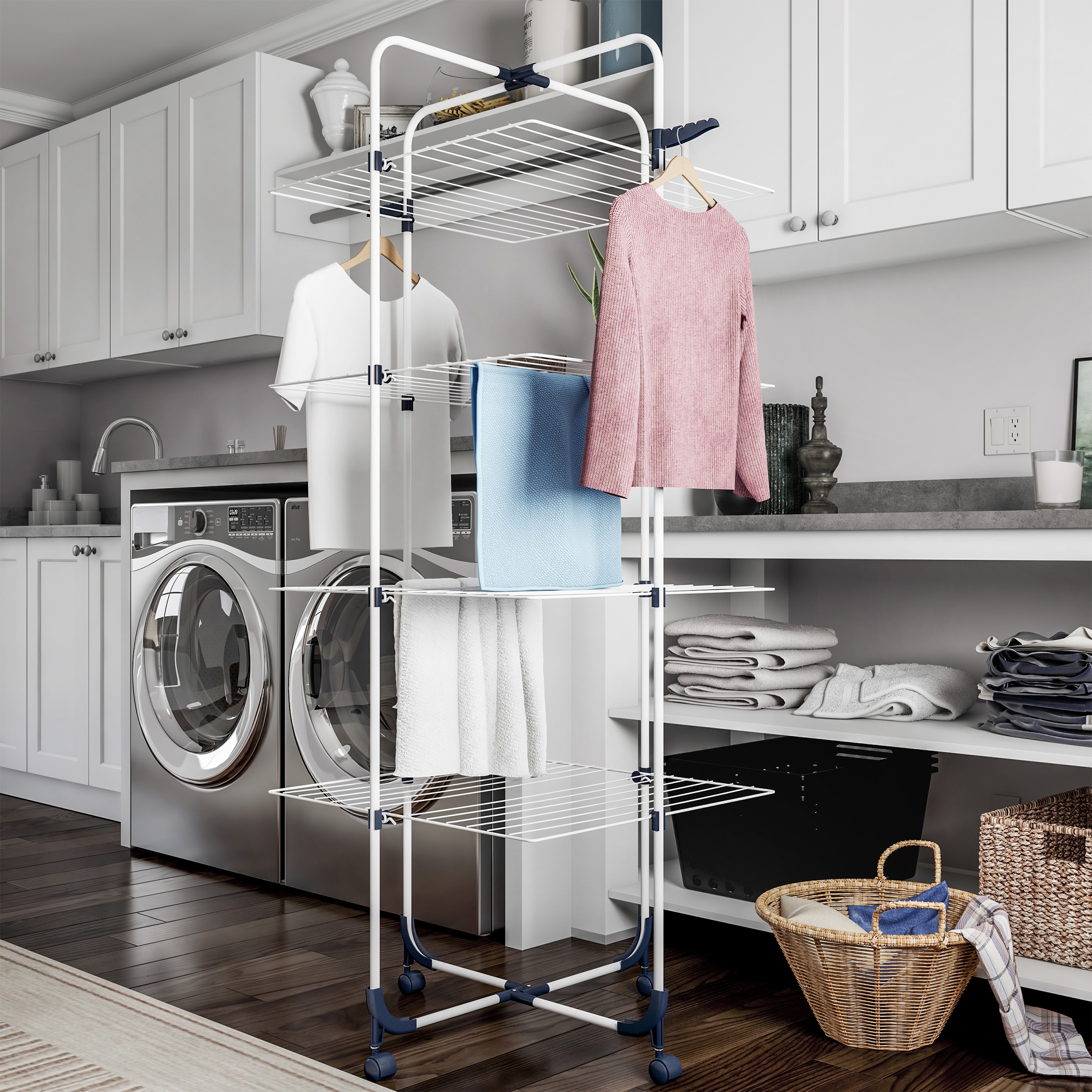 Hastings Home 4-Tier 27-in Mixed Material Drying Rack