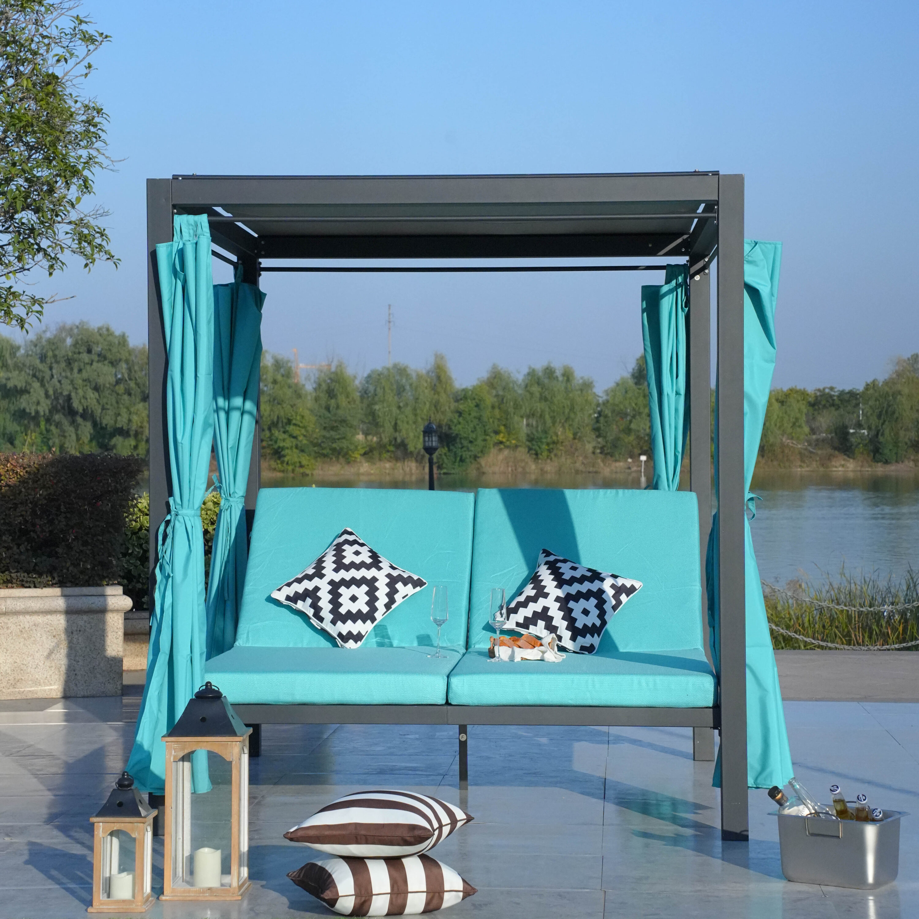 Moda Furnishings PAL-1129B-CYAN Patio-Conversation-Sets - View #3