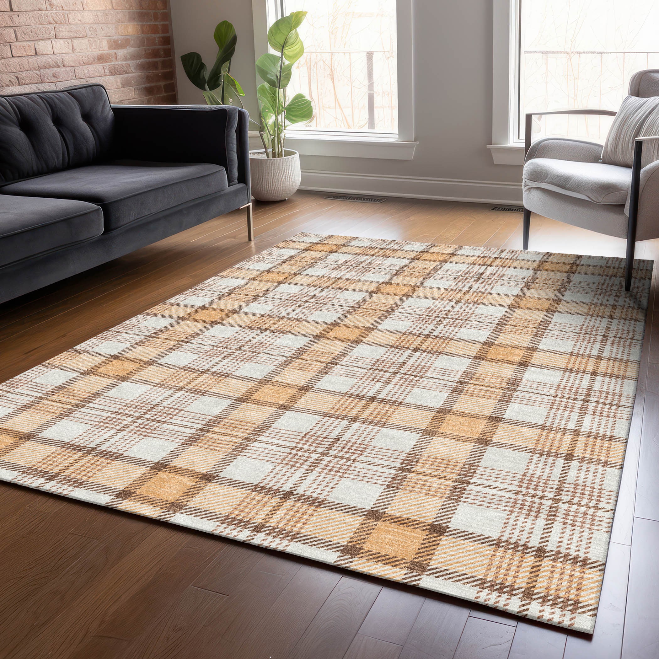Addison Rugs ACN1052PH30X46 Chantille ACN1052PH 2 x 3 (ft) Polyester Peach Rectangular Indoor/Outdoor Geometric Machine washable Area rug