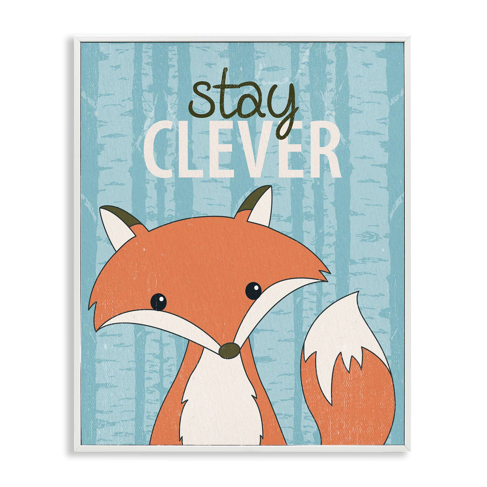 Stupell Industries BS-033-WFR-11X14 Stay Clever with Fox White Framed Giclee Art By Kim Allen 11 x 14