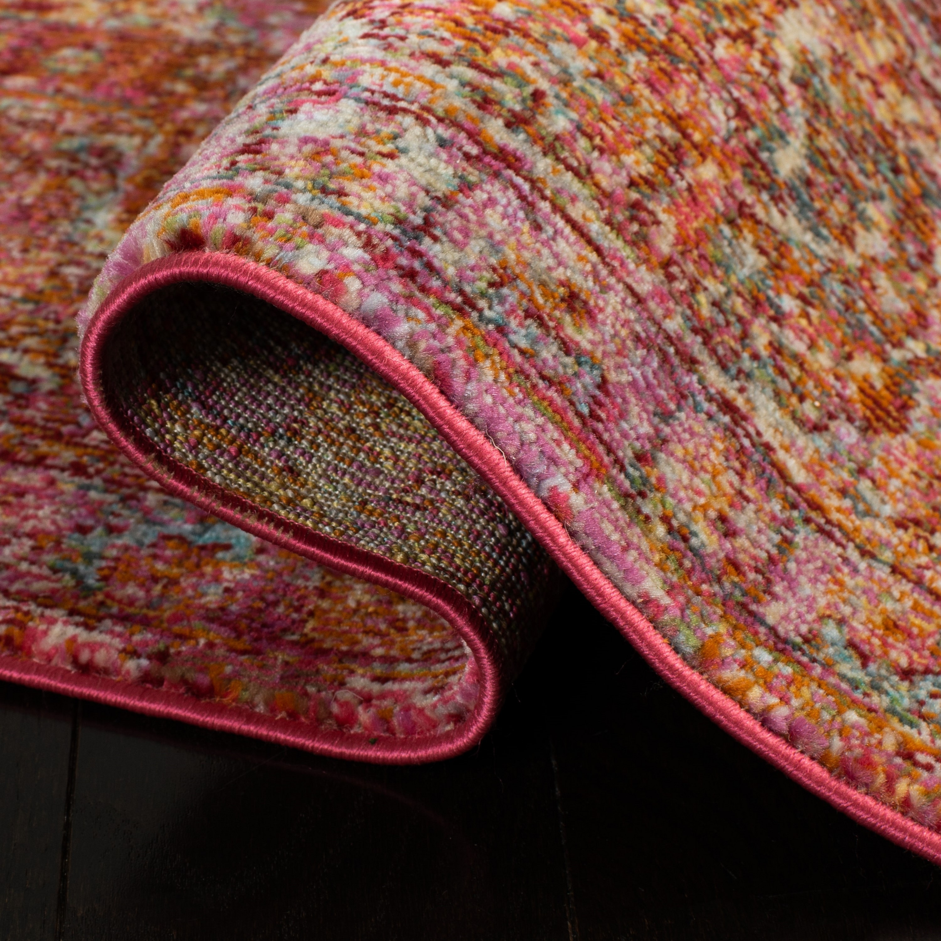 Luxor Fuchsia and Gold Hand-Knotted Rectangular Rug 4' x 6'