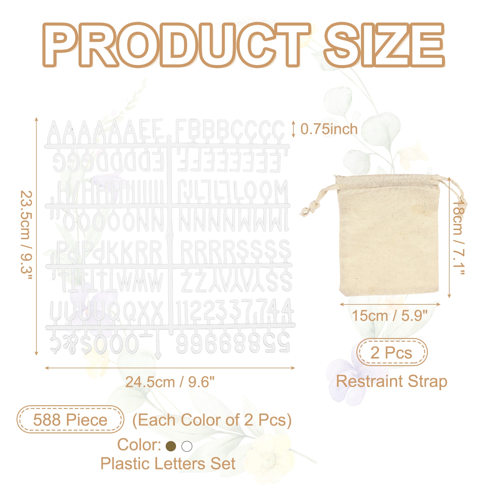 PATIKIL 588pcs Plastic Letters Set for Felt Letter Board White/Bronze ...