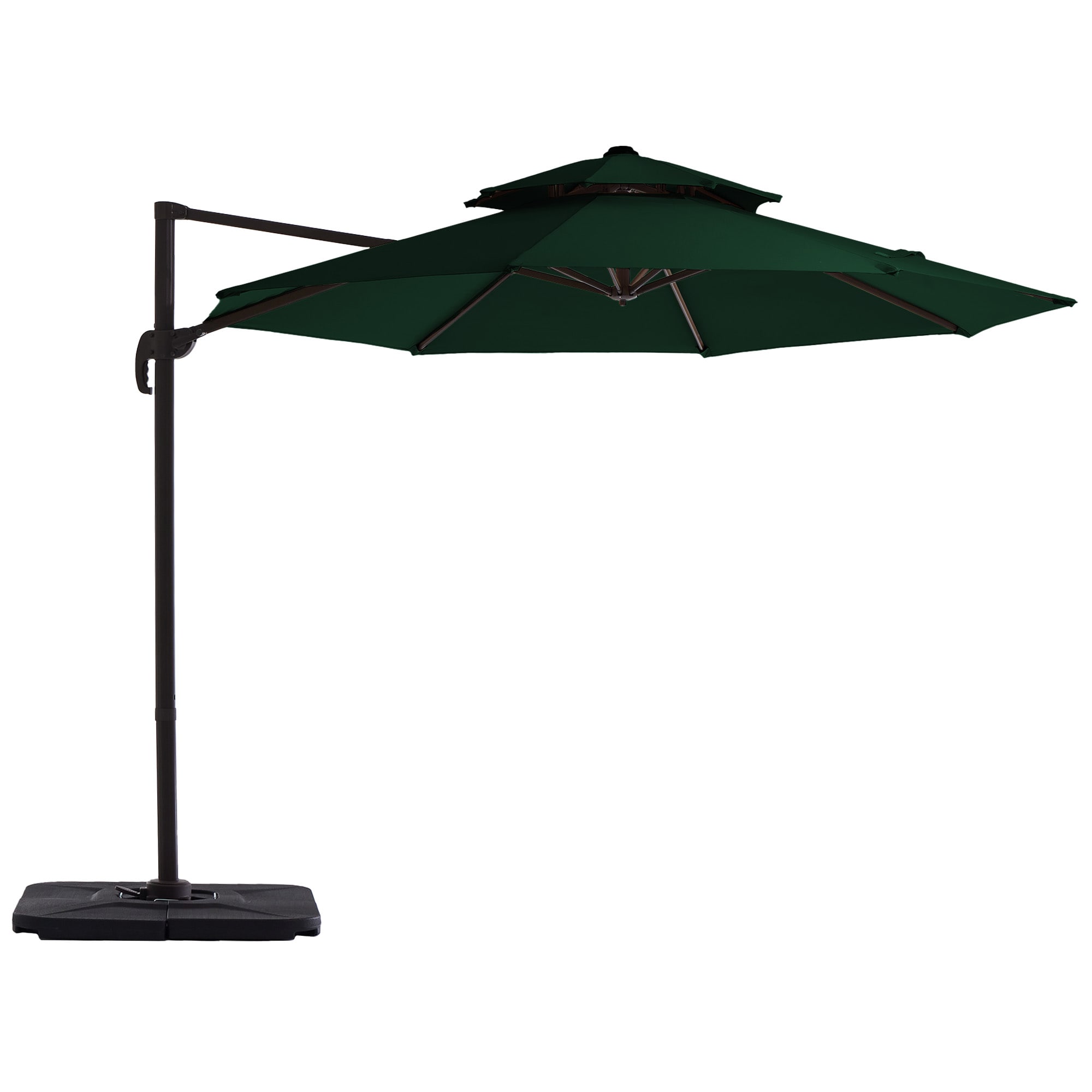 JEAREY XNECW-3S-LG 13-ft Aluminum Green Crank Cantilever Patio Umbrella with Base