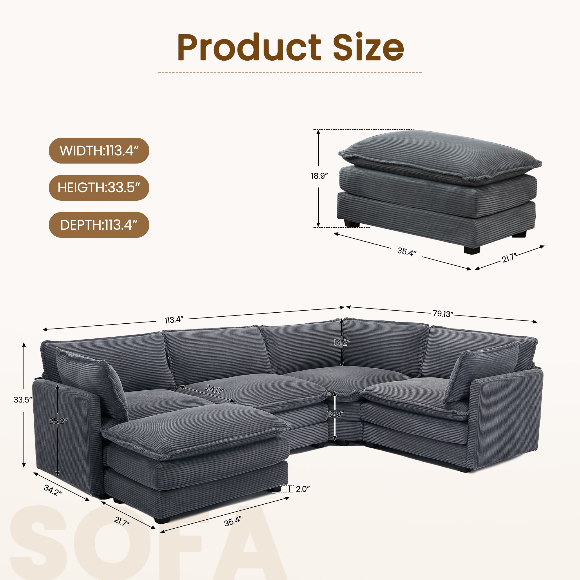VOUA SAF-XNECW3-BL Sofas-Loveseats - View #3