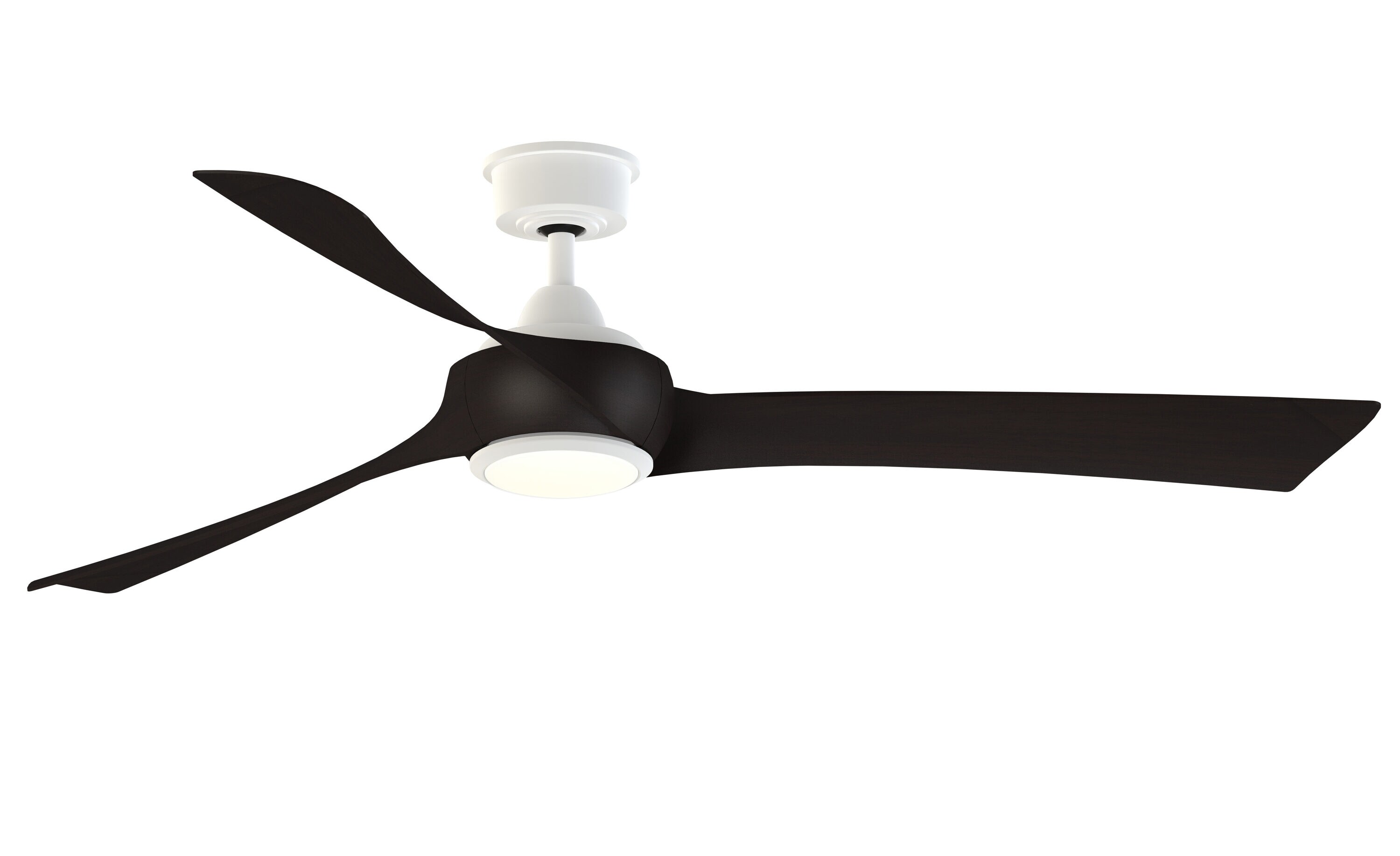 Fanimation Wrap Custom 64-in Matte White with Dark Walnut Blades Color-changing Integrated LED Indoor/Outdoor Smart Ceiling Fan with Light and Remote -  FPD8531MW-64DWA-LK