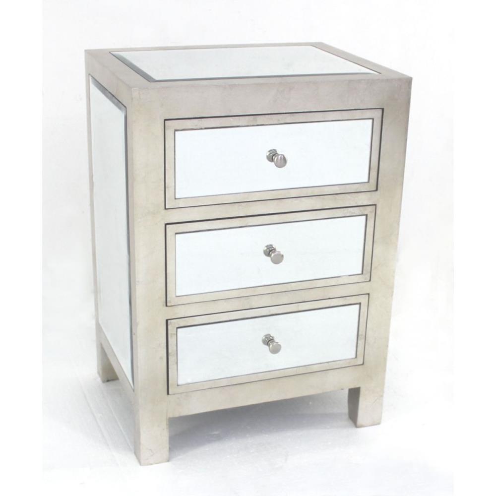 HomeRoots 274427 Mariana 16-Inches W x 28.5-Inches H Silver Mirror Square Modern End Table