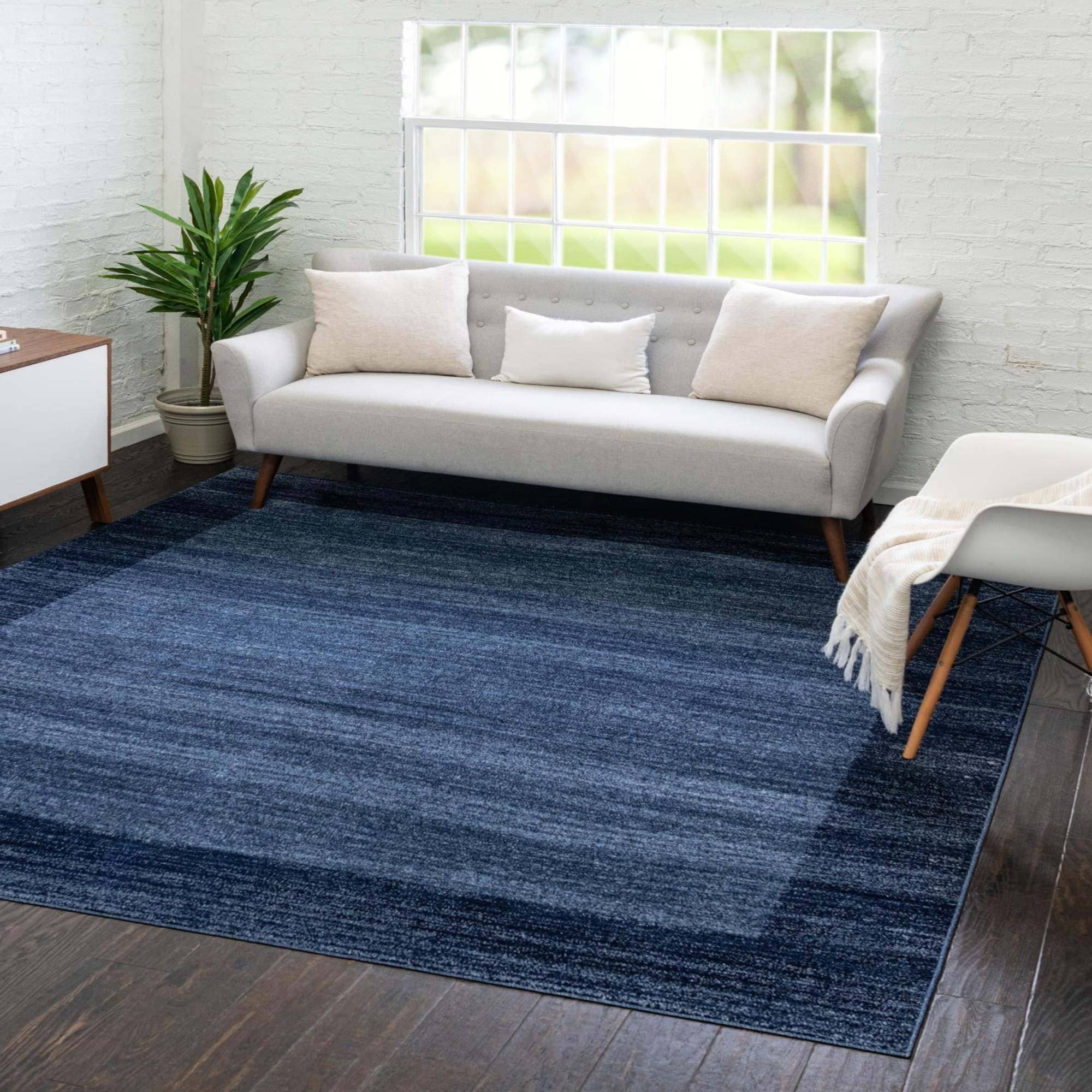 Unique Loom 3130954 Abigail Del Mar 8 x 8 (ft) Loomed Polypropylene Navy Blue/Beige Square Indoor Border Area rug