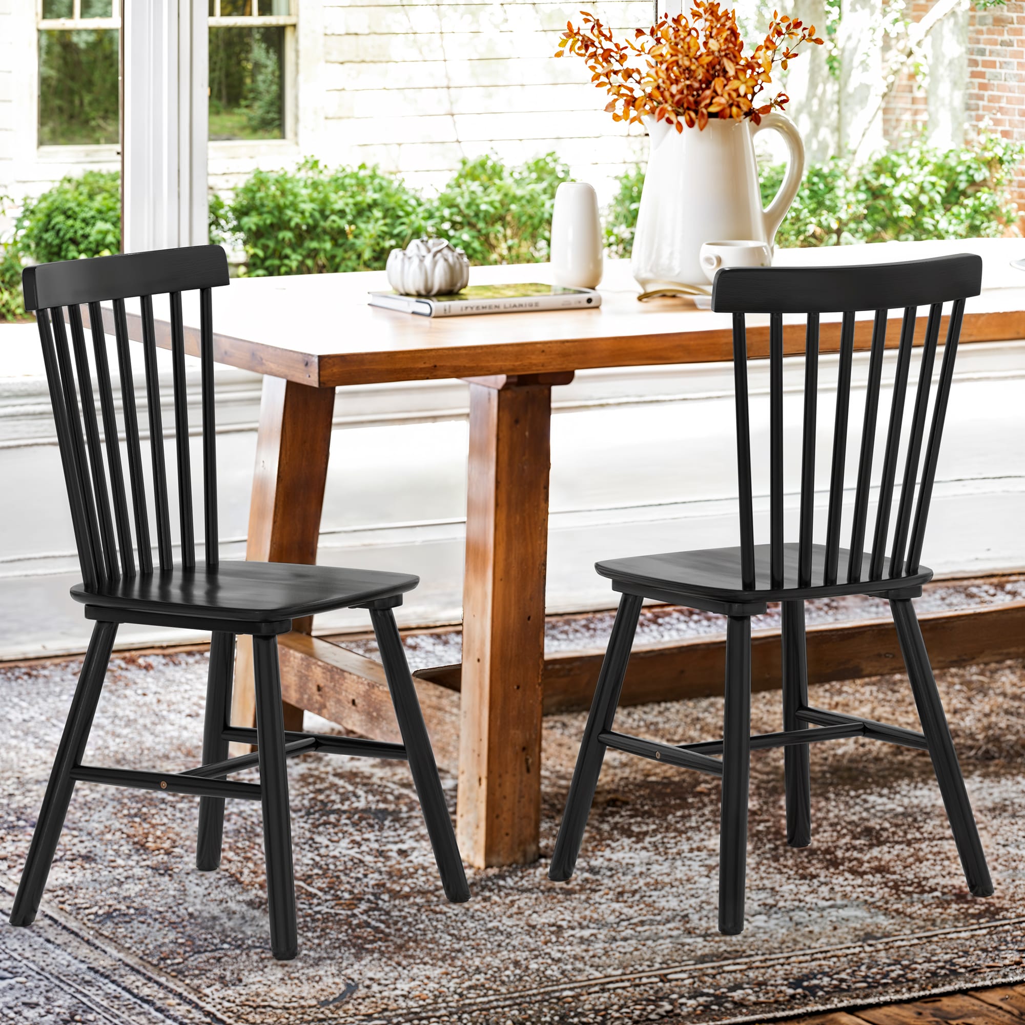 LUE BONA 2LB22CH0041-200LS Set of 2 Coastal Contemporary/Modern Dining Side Chair (Wood Frame)