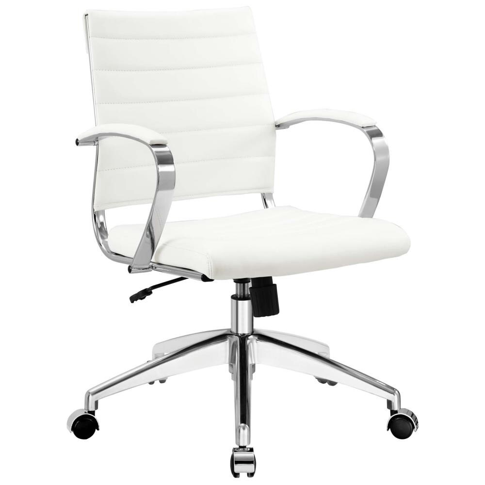 Modway Jive White Contemporary Ergonomic Adjustable Height Swivel Vinyl Desk  Chair in the Office Chairs department at 