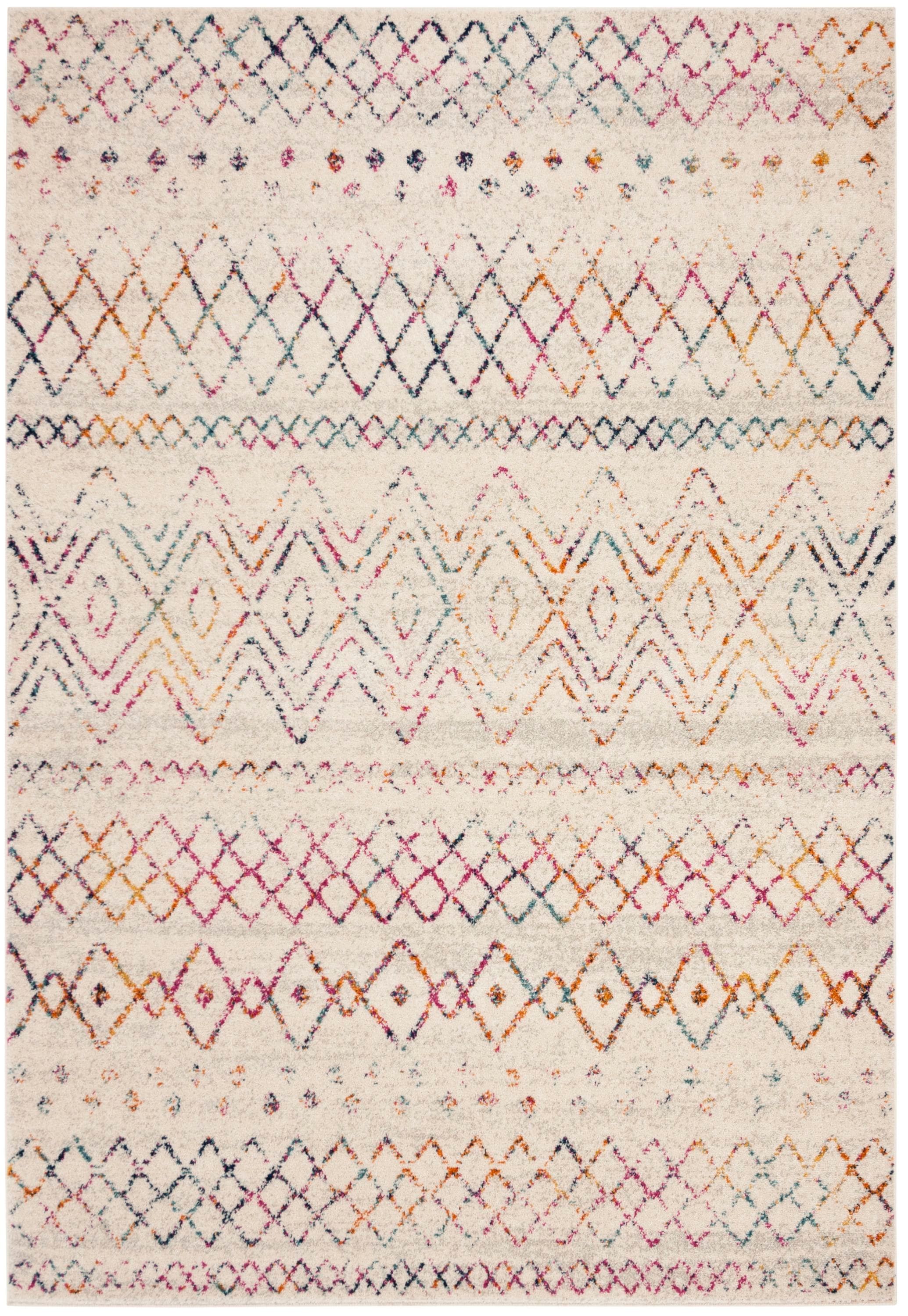 Safavieh MAD798A-6 Madison Kalab 7 x 9 (ft) Loomed Synthetic Ivory/Multi Rectangular Indoor Distressed/Overdyed Moroccan Area rug