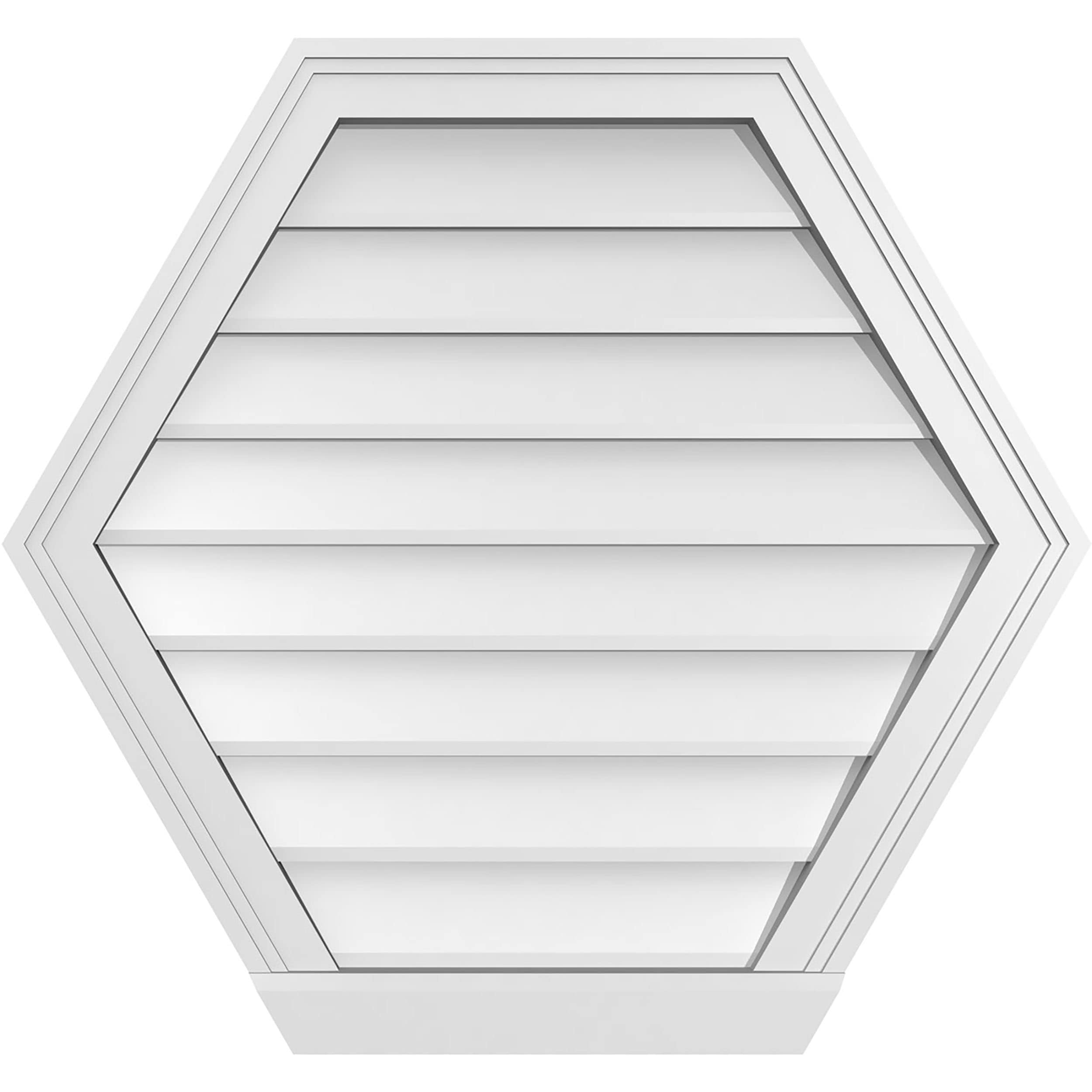 Ekena Millwork GVPHP28X2603SN 28-Inches x 26-Inches Off-white Peaked PVC Gable Louver Vent