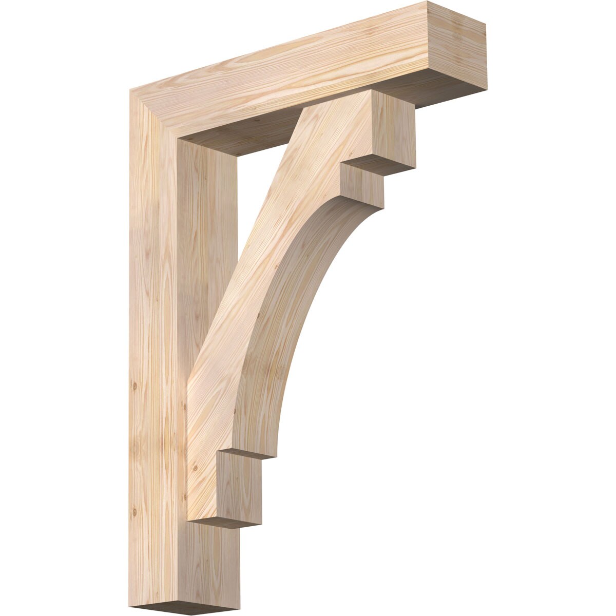 Ekena Millwork 1463392 Merced block smooth bracket with offset brace 7-1/2-in x 32-in x 44-in Douglas fir Brown Wood Standard bracket
